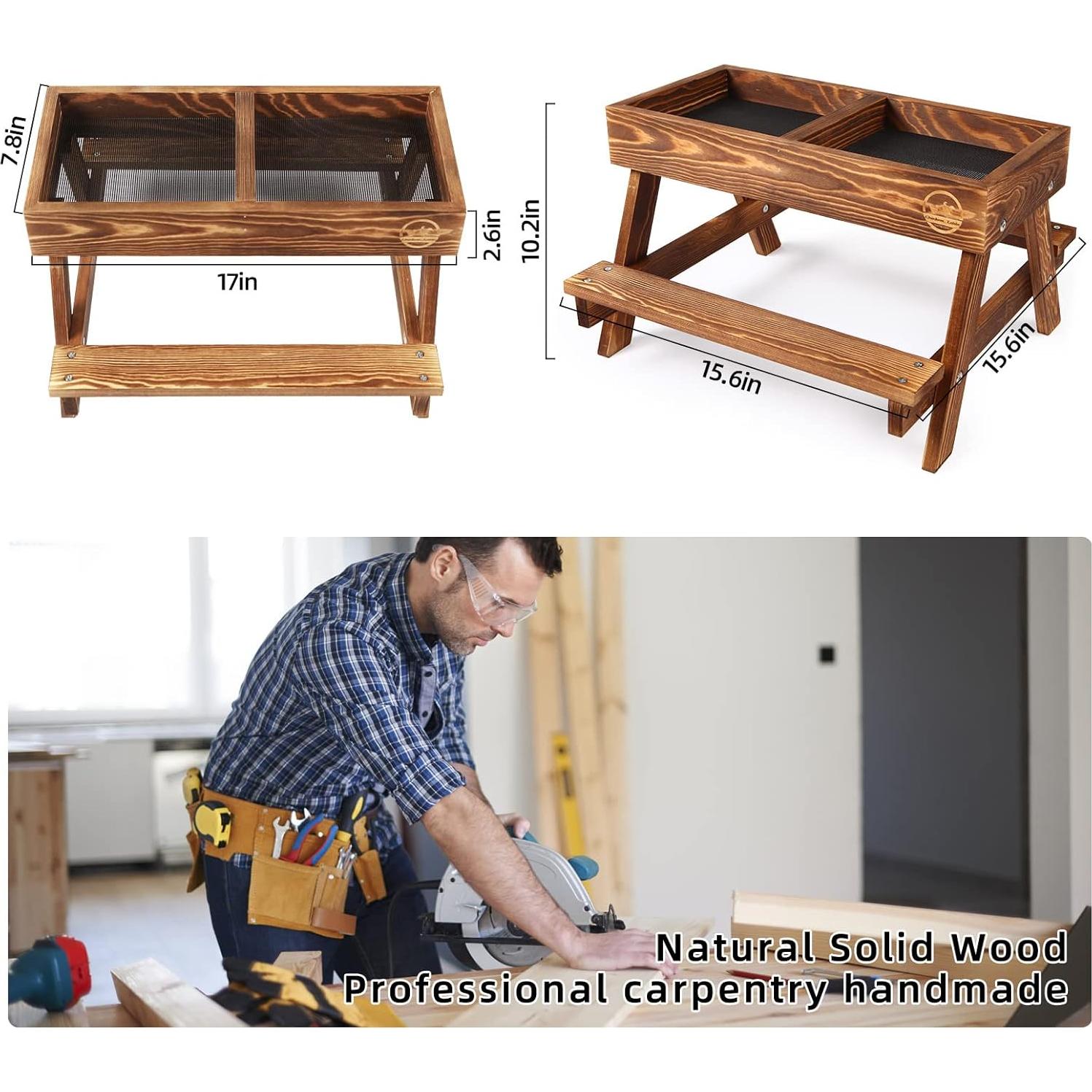 Mesa de Picnic para Pollos CHTSJQW de Madera Carbonizada 39.6x39.6cm