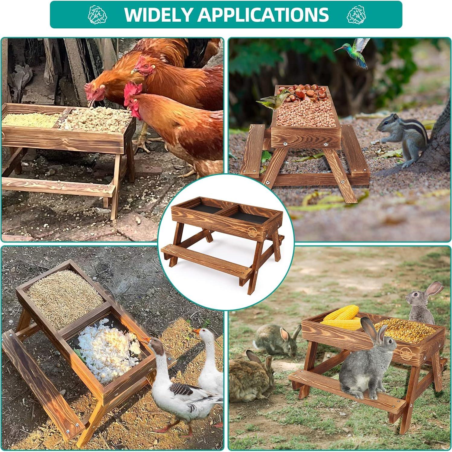 Mesa de Picnic para Pollos CHTSJQW de Madera Carbonizada 39.6x39.6cm