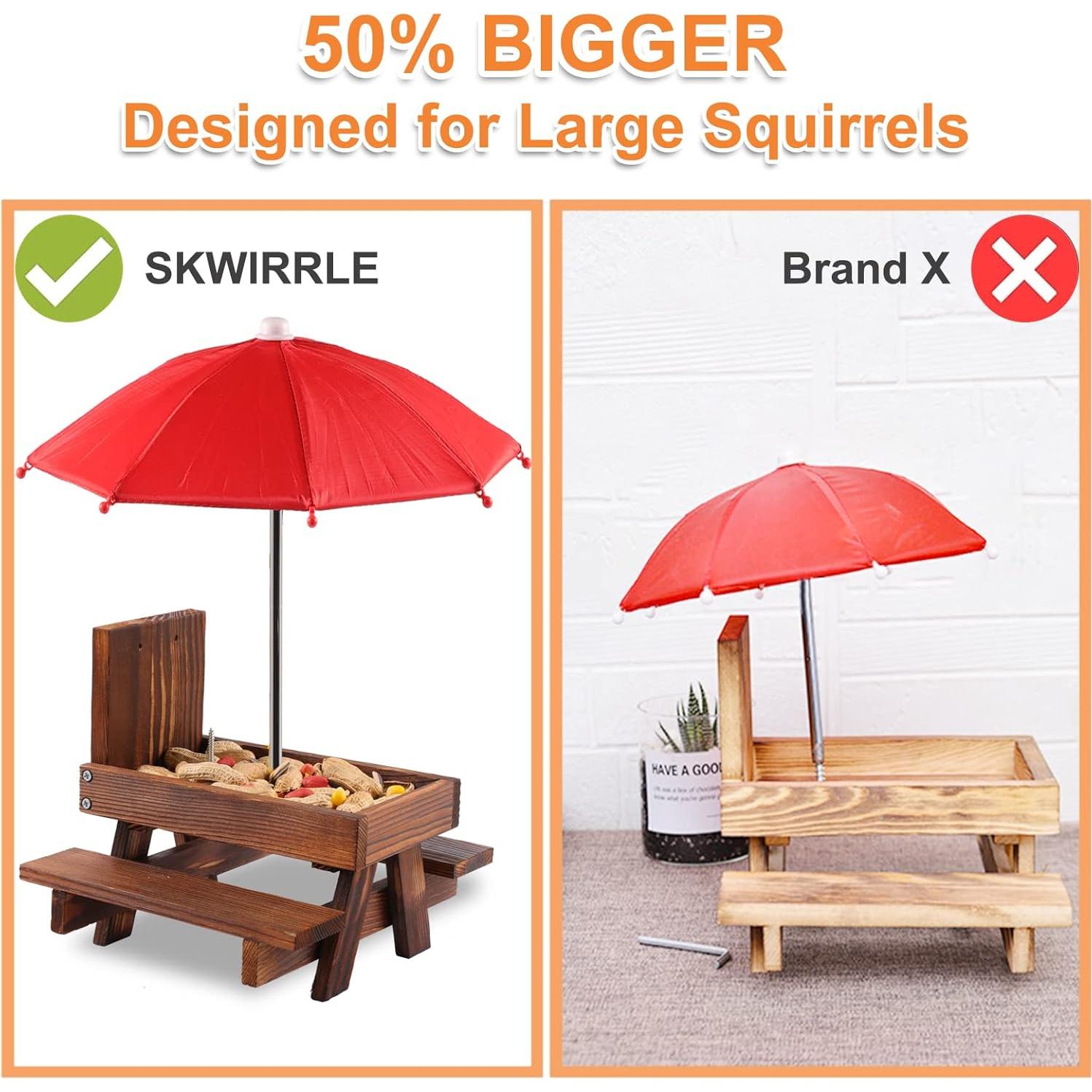 Mesa de Picnic para Ardillas SKWIRRLE con Paraguas Rojo