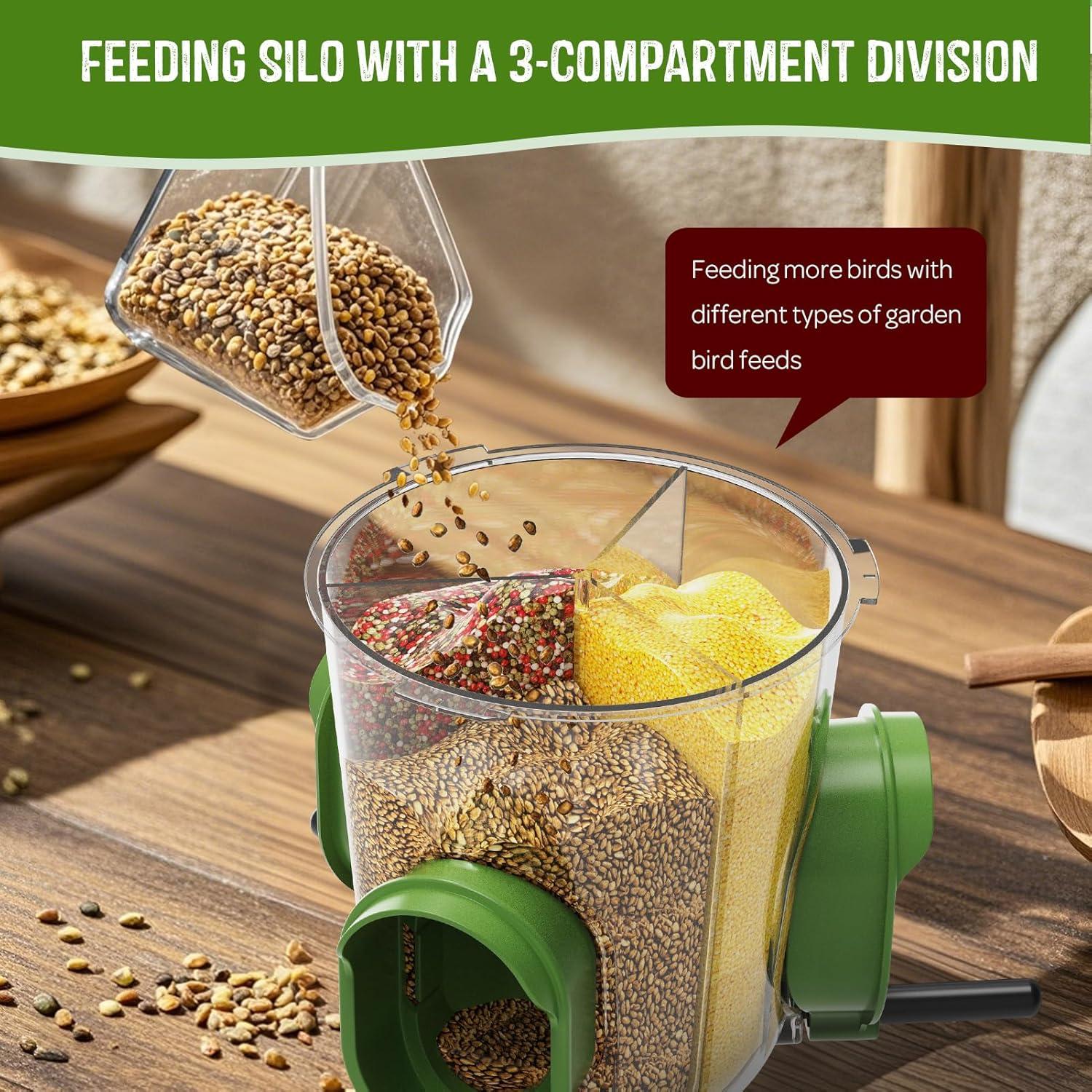 Comedero para Aves LONA Verde 3 Compartimentos Resistente