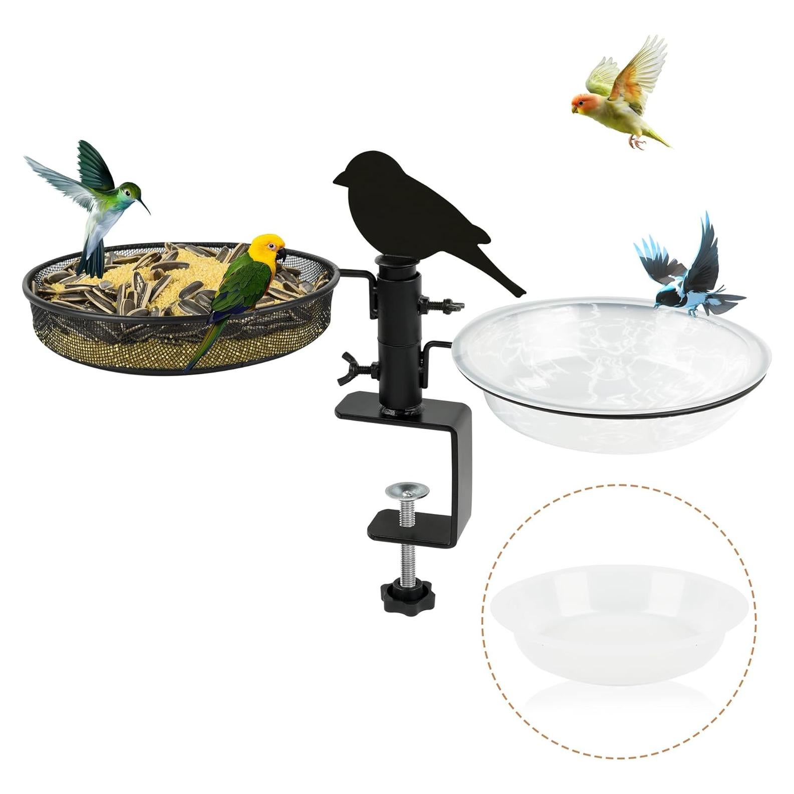Comedero para Aves DAEHUI de Balcón con Bandeja y 2 Cuencos