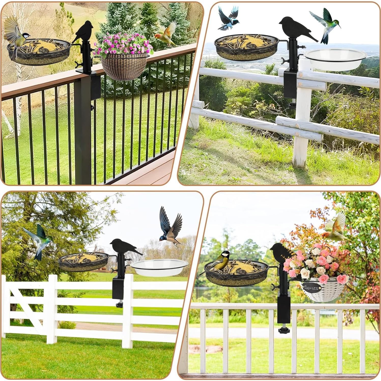 Comedero para Aves DAEHUI de Balcón con Bandeja y 2 Cuencos