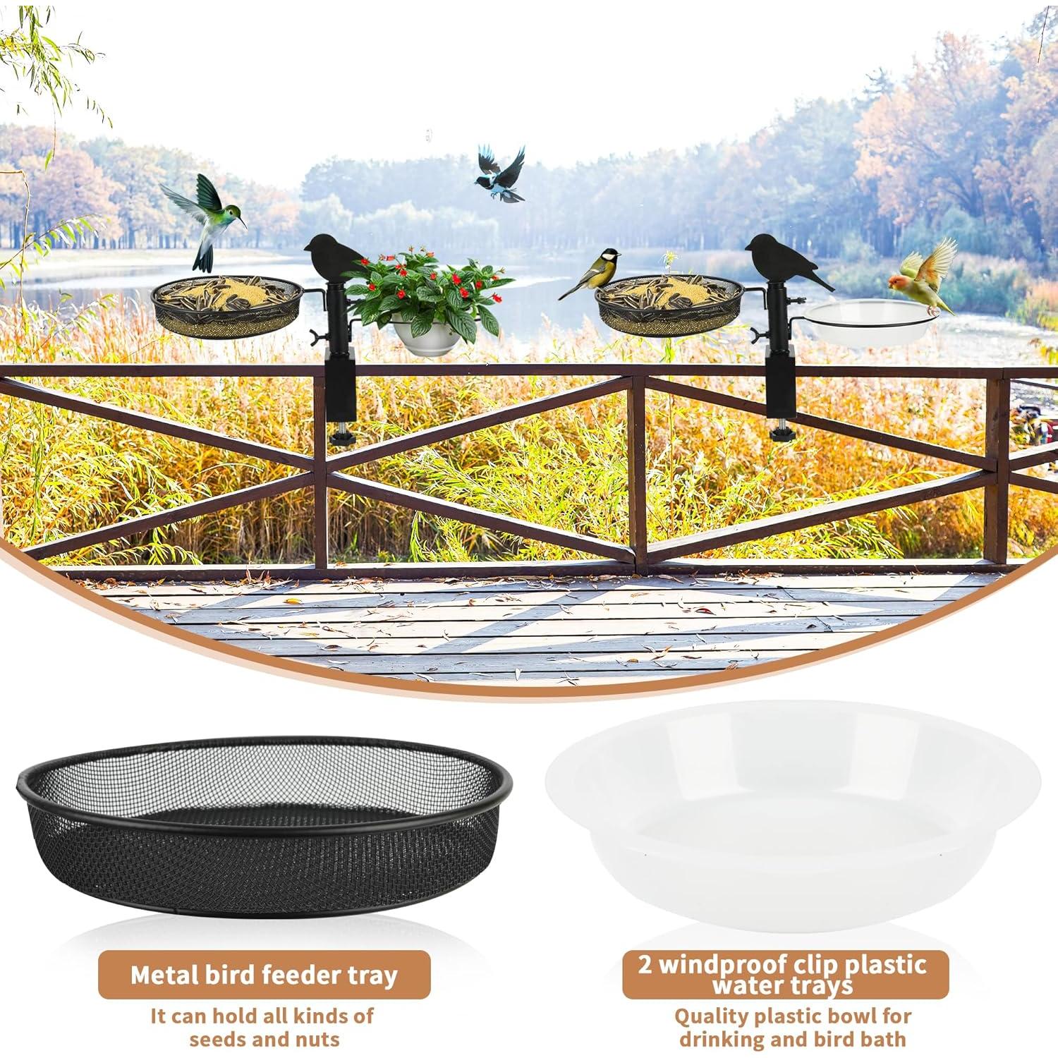 Comedero para Aves DAEHUI de Balcón con Bandeja y 2 Cuencos