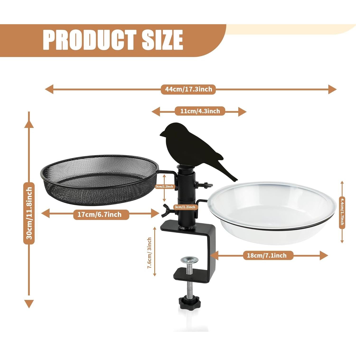 Comedero para Aves DAEHUI de Balcón con Bandeja y 2 Cuencos