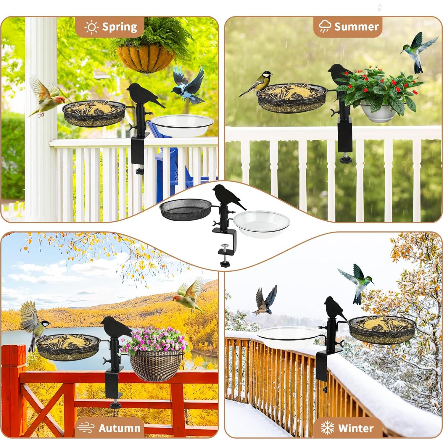 Comedero para Aves DAEHUI de Balcón con Bandeja y 2 Cuencos