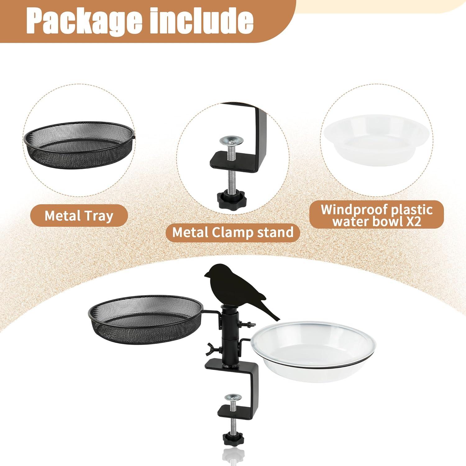 Comedero para Aves DAEHUI de Balcón con Bandeja y 2 Cuencos