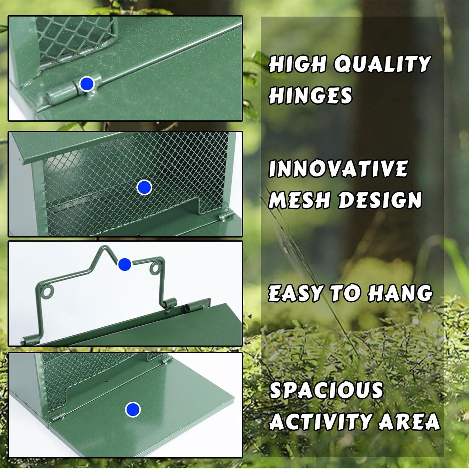 Comedero para Ardillas Gavinjitao de Metal Verde Colgante