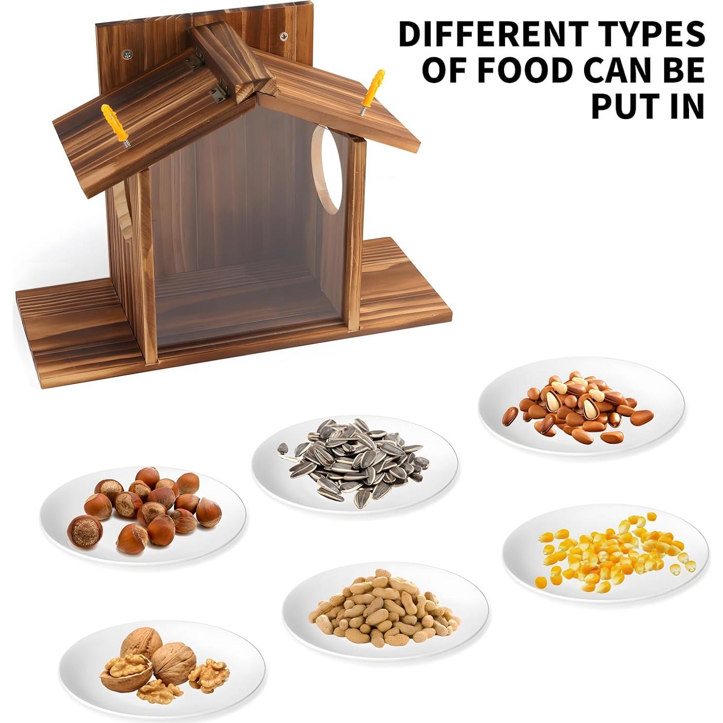 Comedero para Ardillas Gnodry de Madera con Panel Acrílico