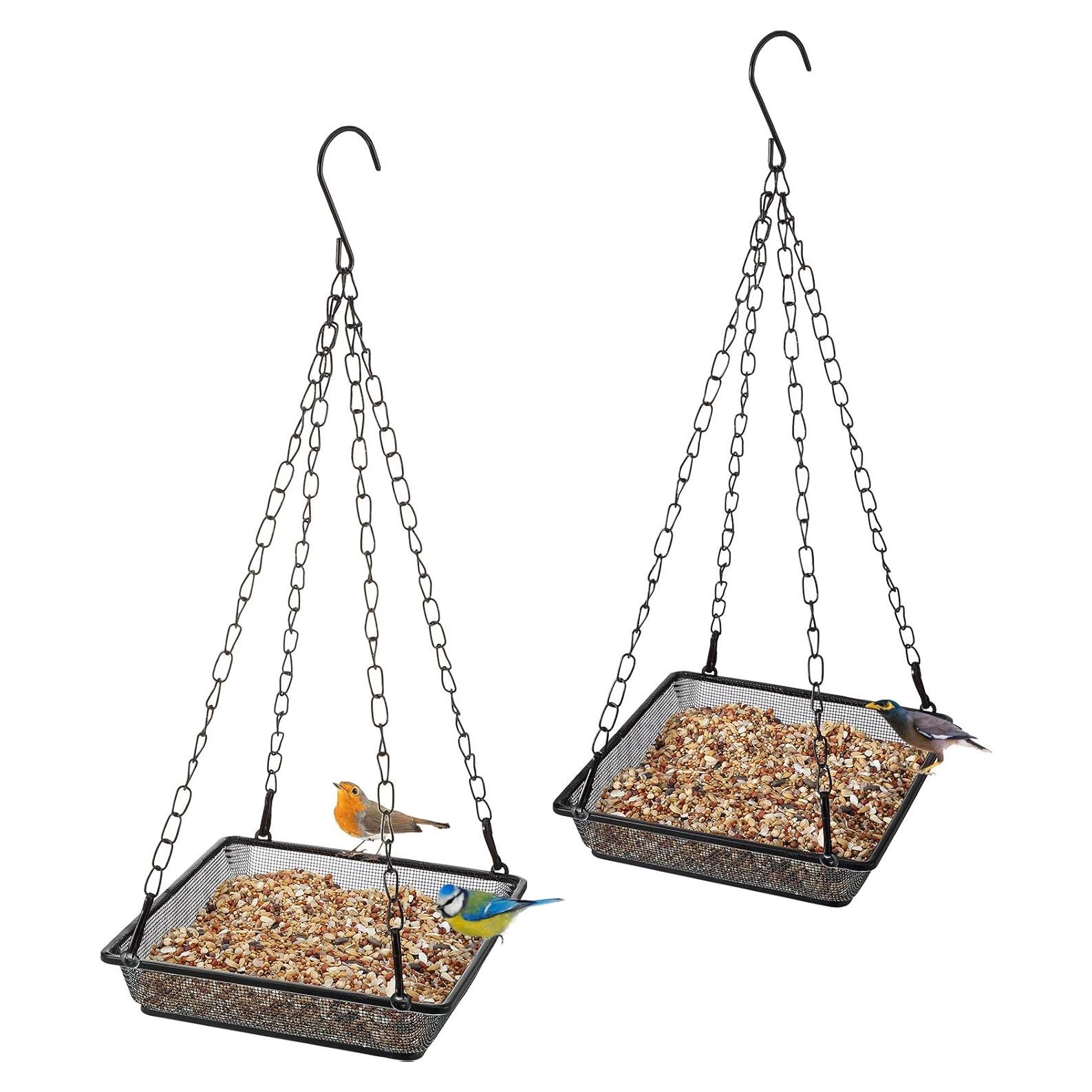 Bandeja de Comedero para Aves Patelai 2 Piezas Metal 18x18cm