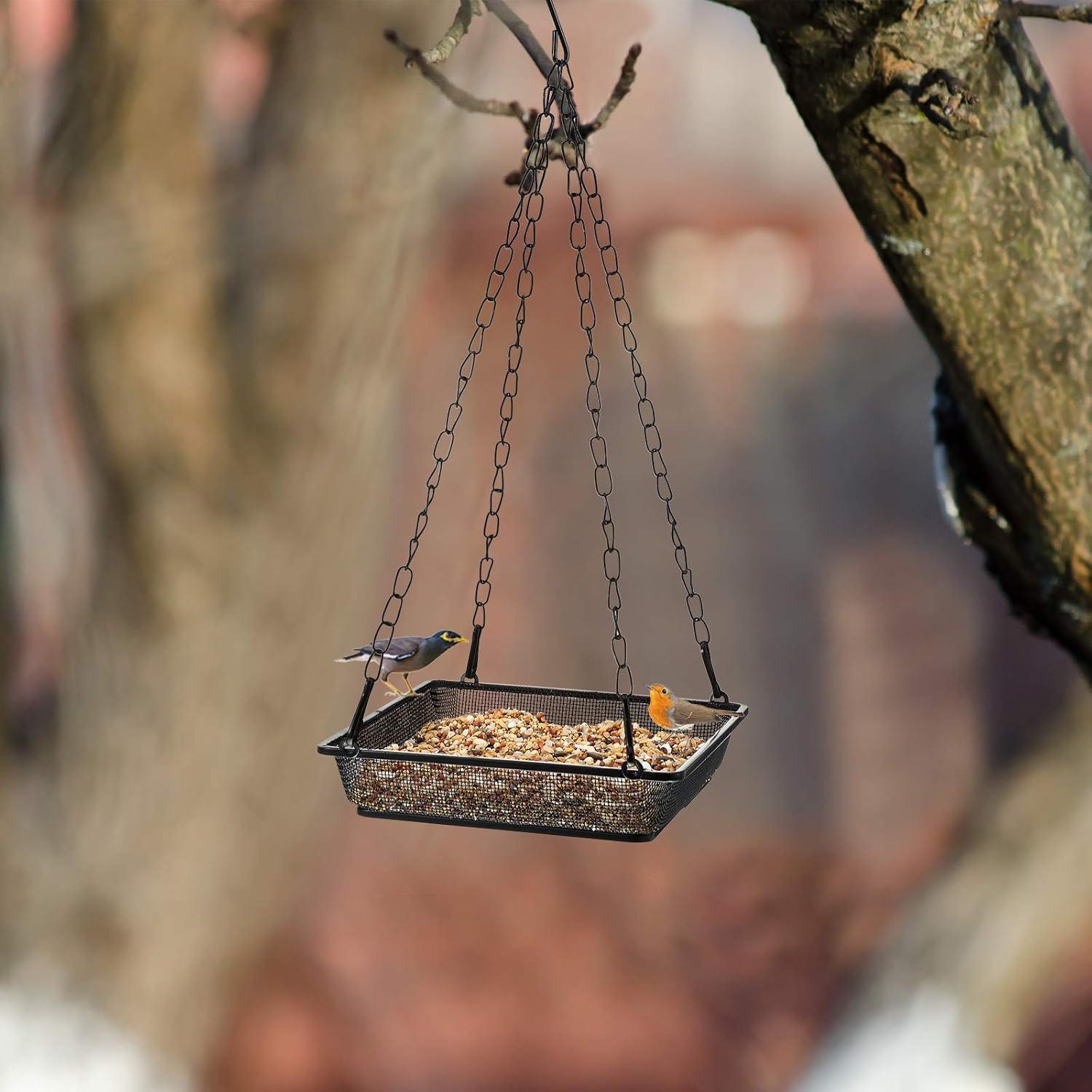 Bandeja de Comedero para Aves Patelai 2 Piezas Metal 18x18cm