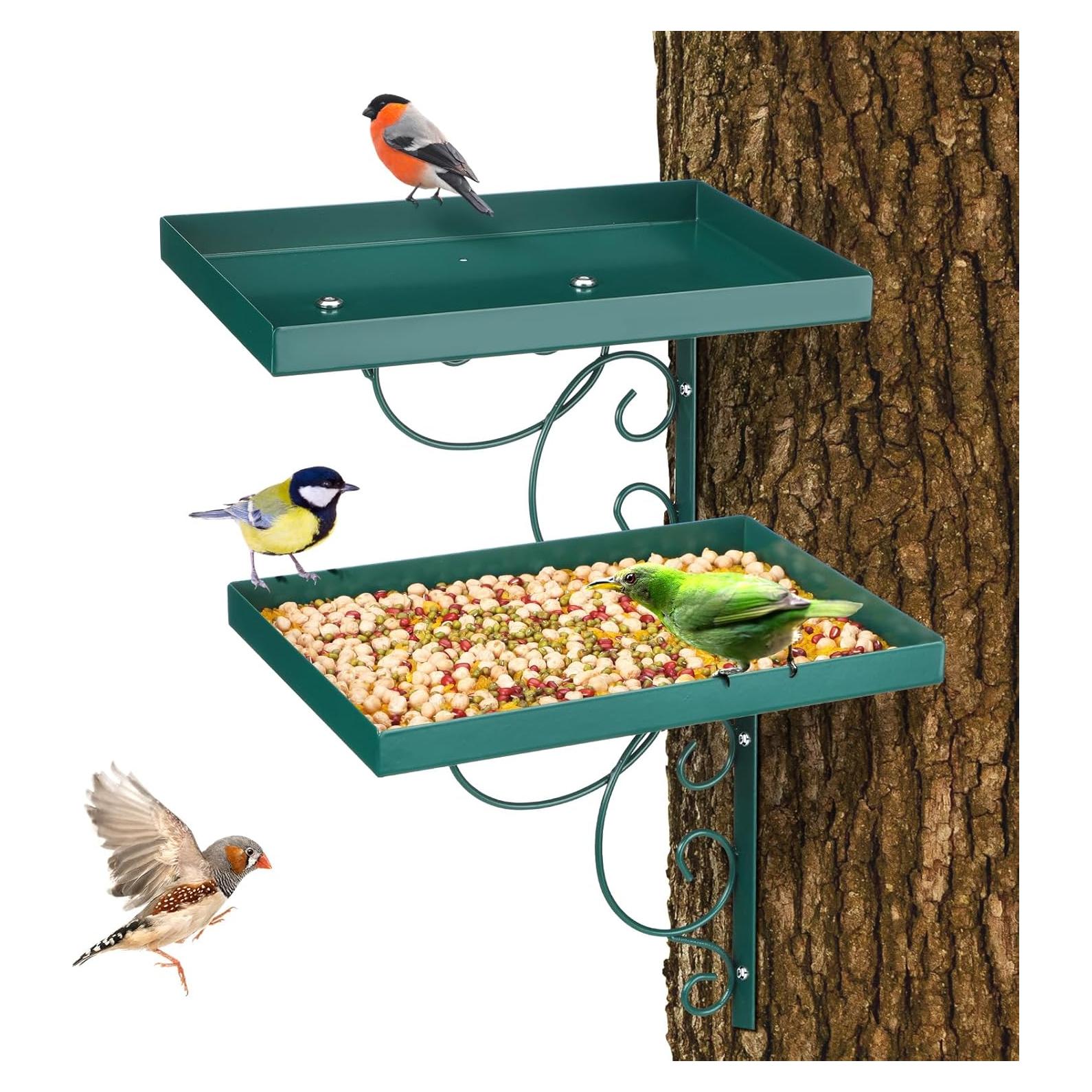 Comedero para Aves Abbylike 2 Piezas Hierro Verde 26x18cm