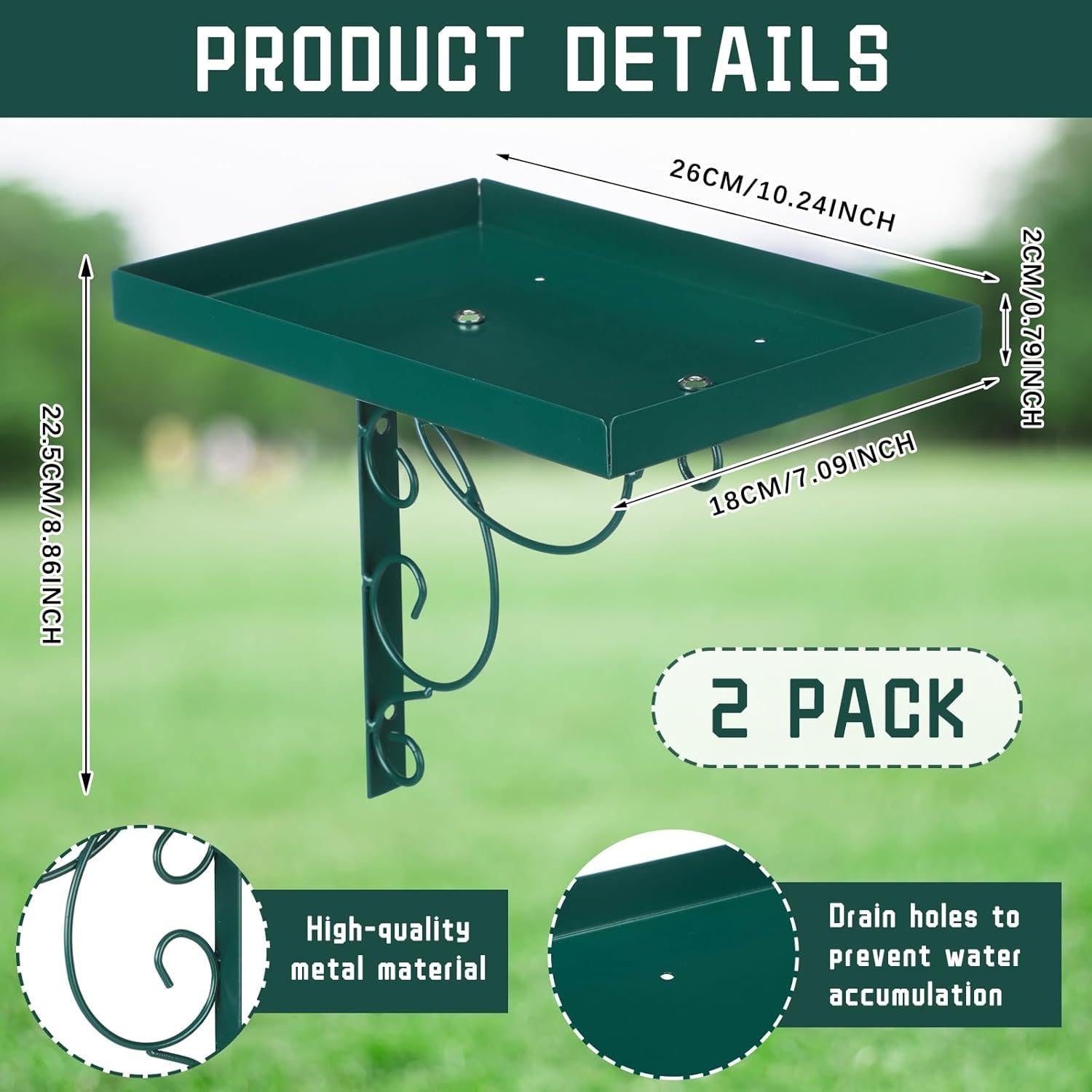 Comedero para Aves Abbylike 2 Piezas Hierro Verde 26x18cm