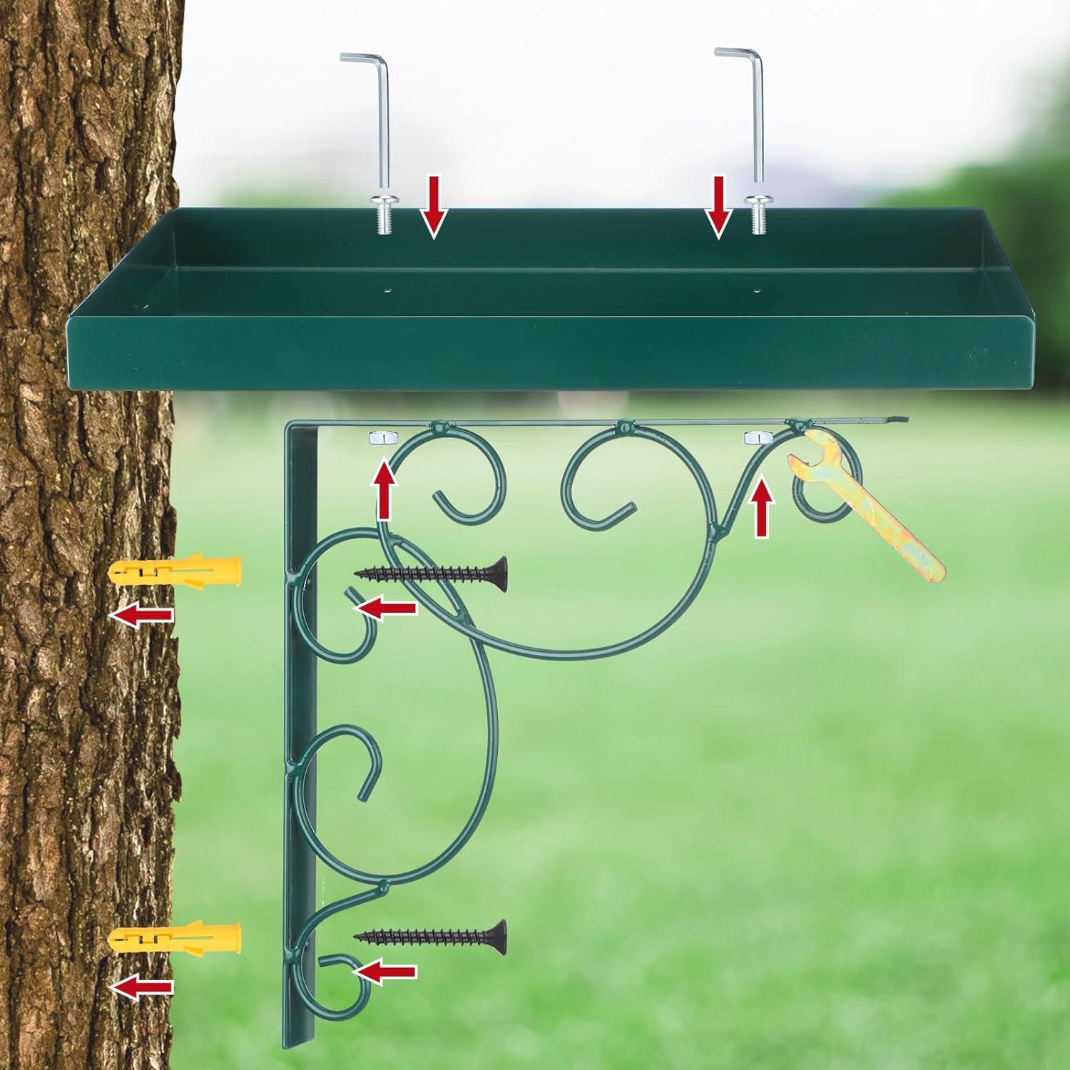 Comedero para Aves Abbylike 2 Piezas Hierro Verde 26x18cm