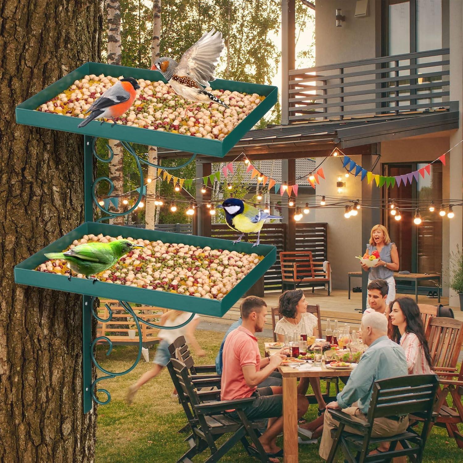 Comedero para Aves Abbylike 2 Piezas Hierro Verde 26x18cm