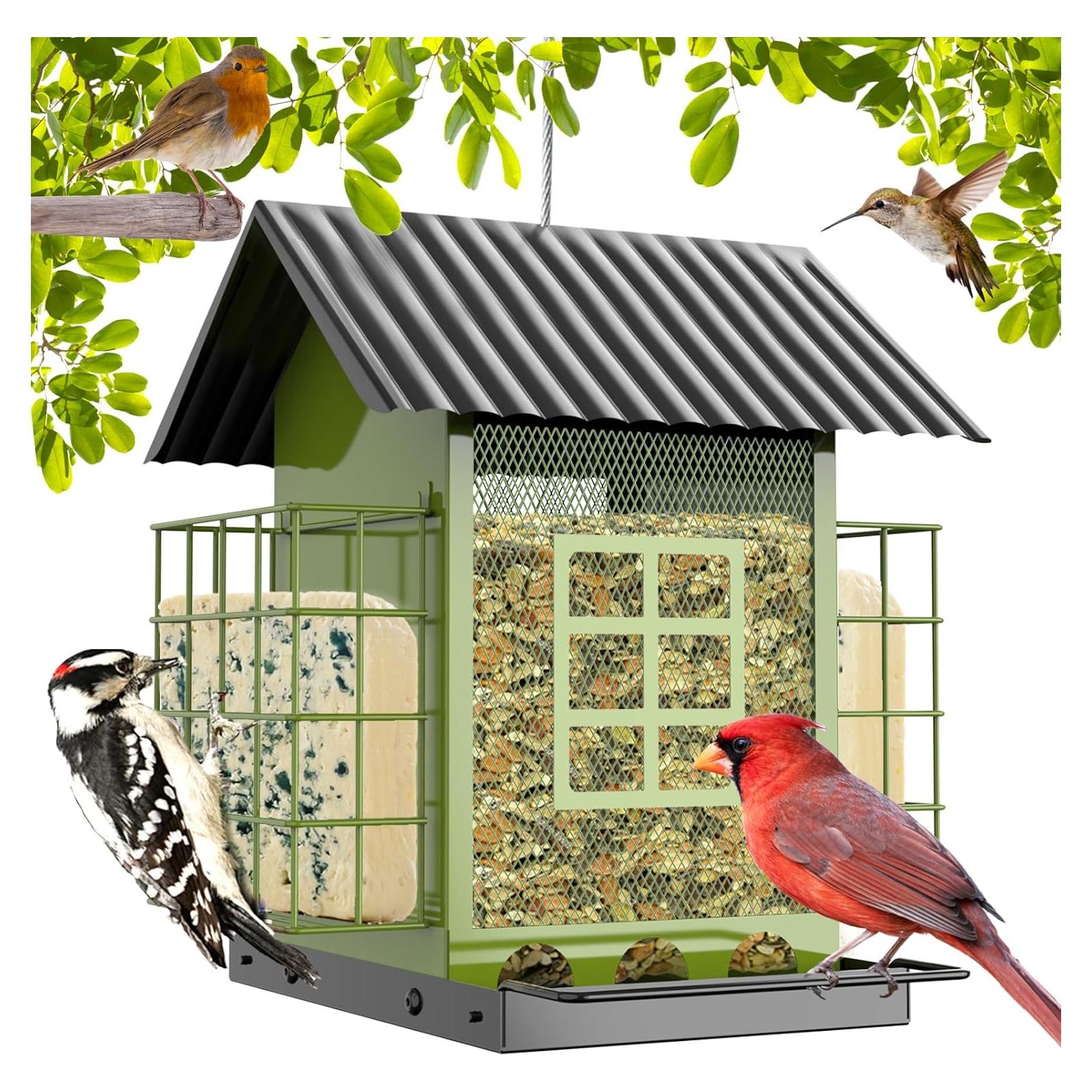 Comedero para Aves Colgante FlowaFoli Metal Verde 1.67kg