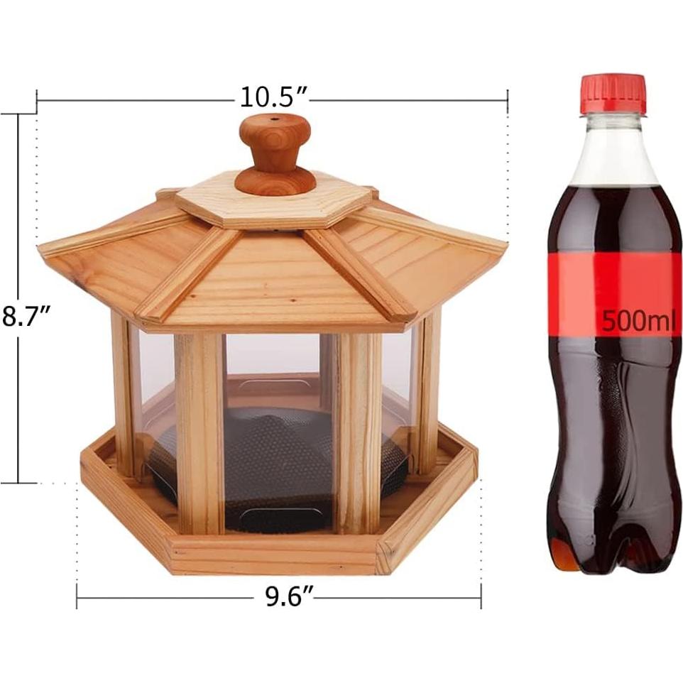 Comedero para Aves Solution4Patio Hexágono 28.4x16 cm Madera