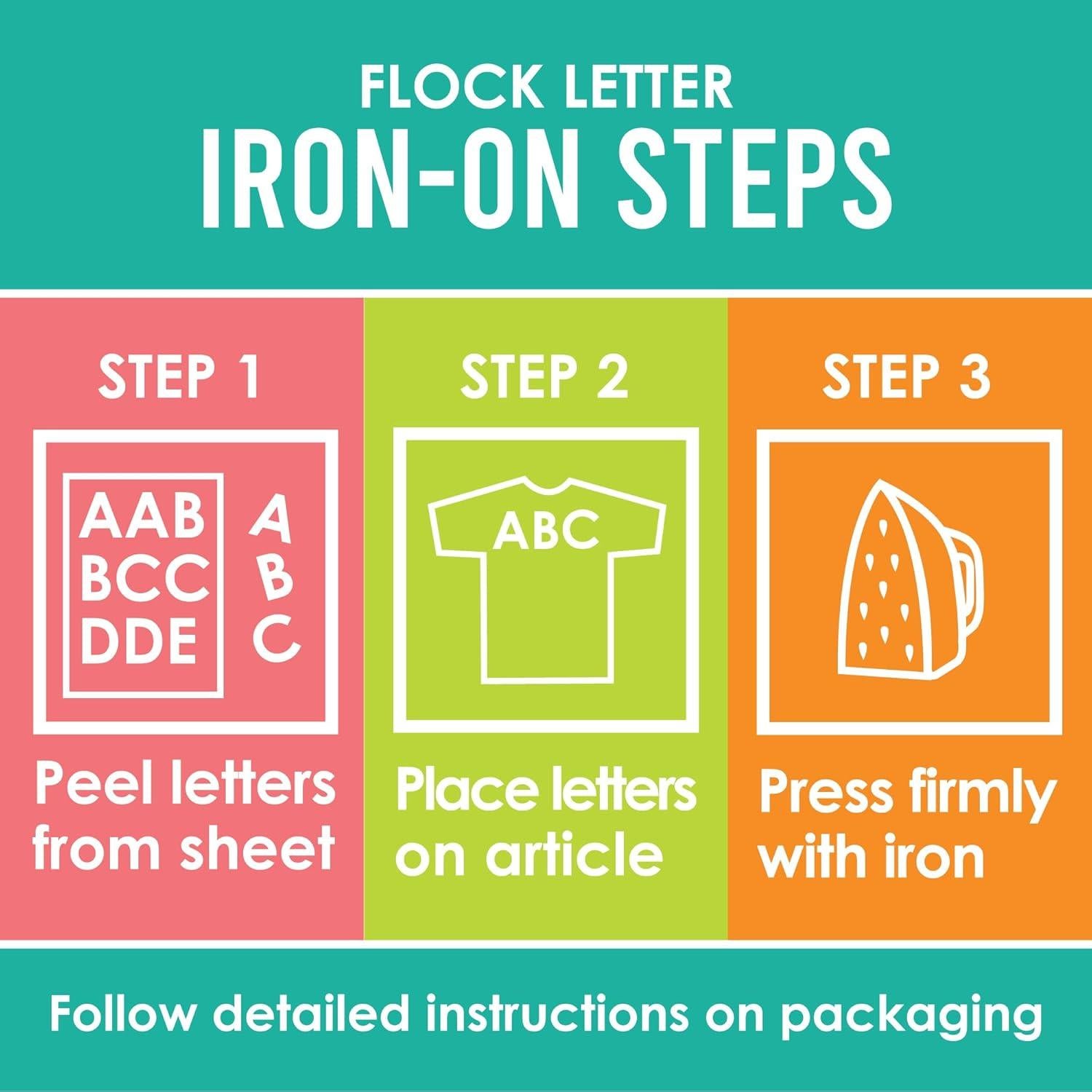 51 Letras Termoadhesivas S.E.I Blancas 7.6 cm para Ropa