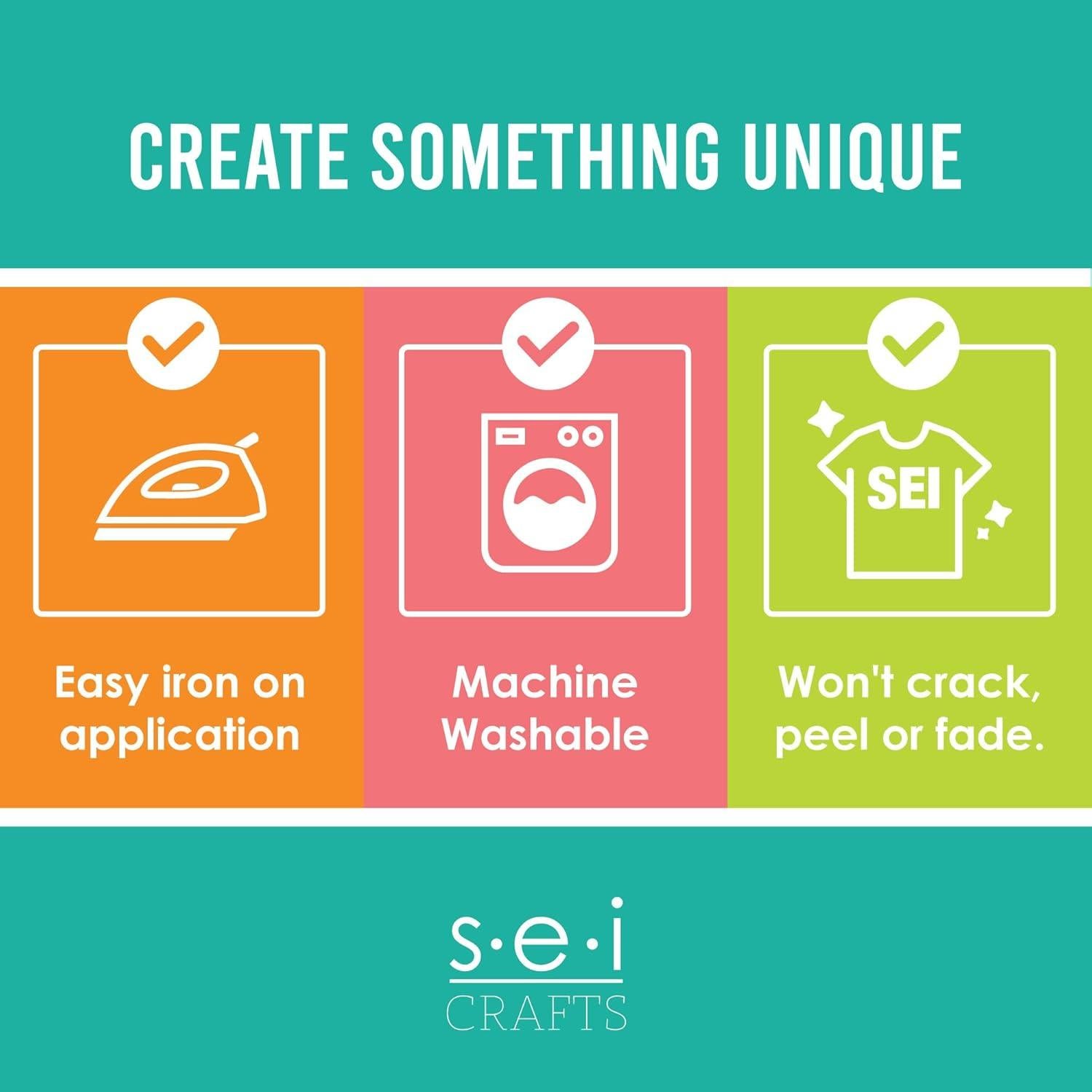 51 Letras Termoadhesivas S.E.I Blancas 7.6 cm para Ropa