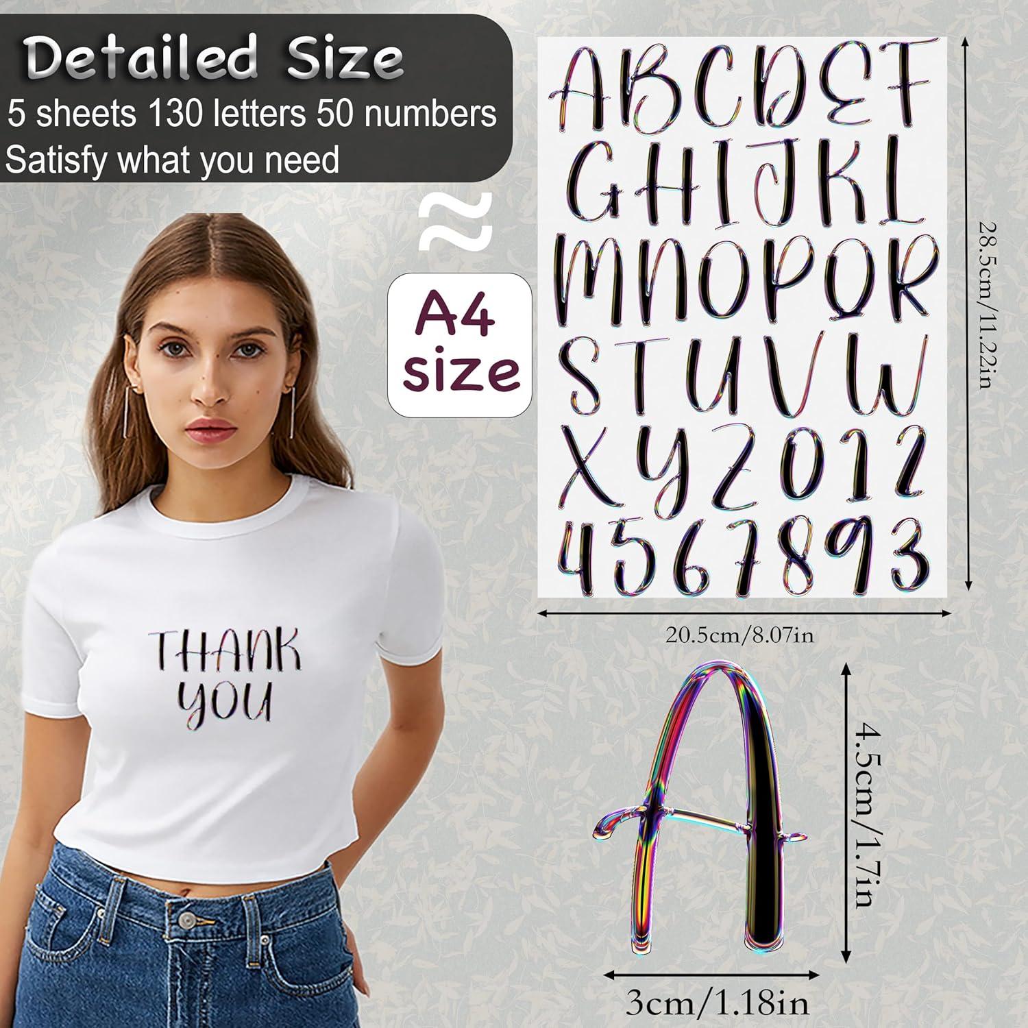 5 Hojas Letras y Números para Planchar Dolmifapro DIY