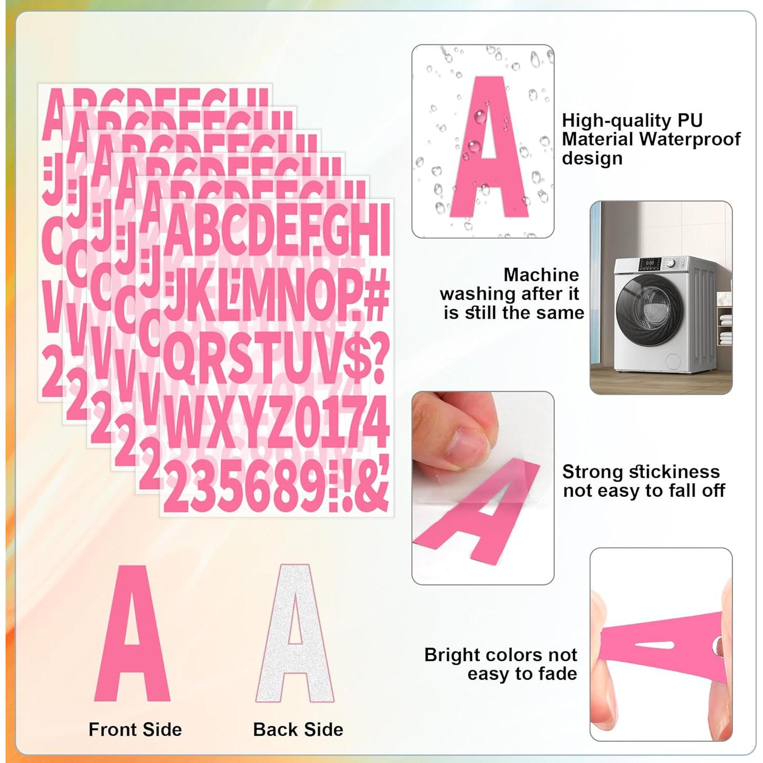 Set de Letras y Números de Planchar Metsyth 612 Piezas Rosa