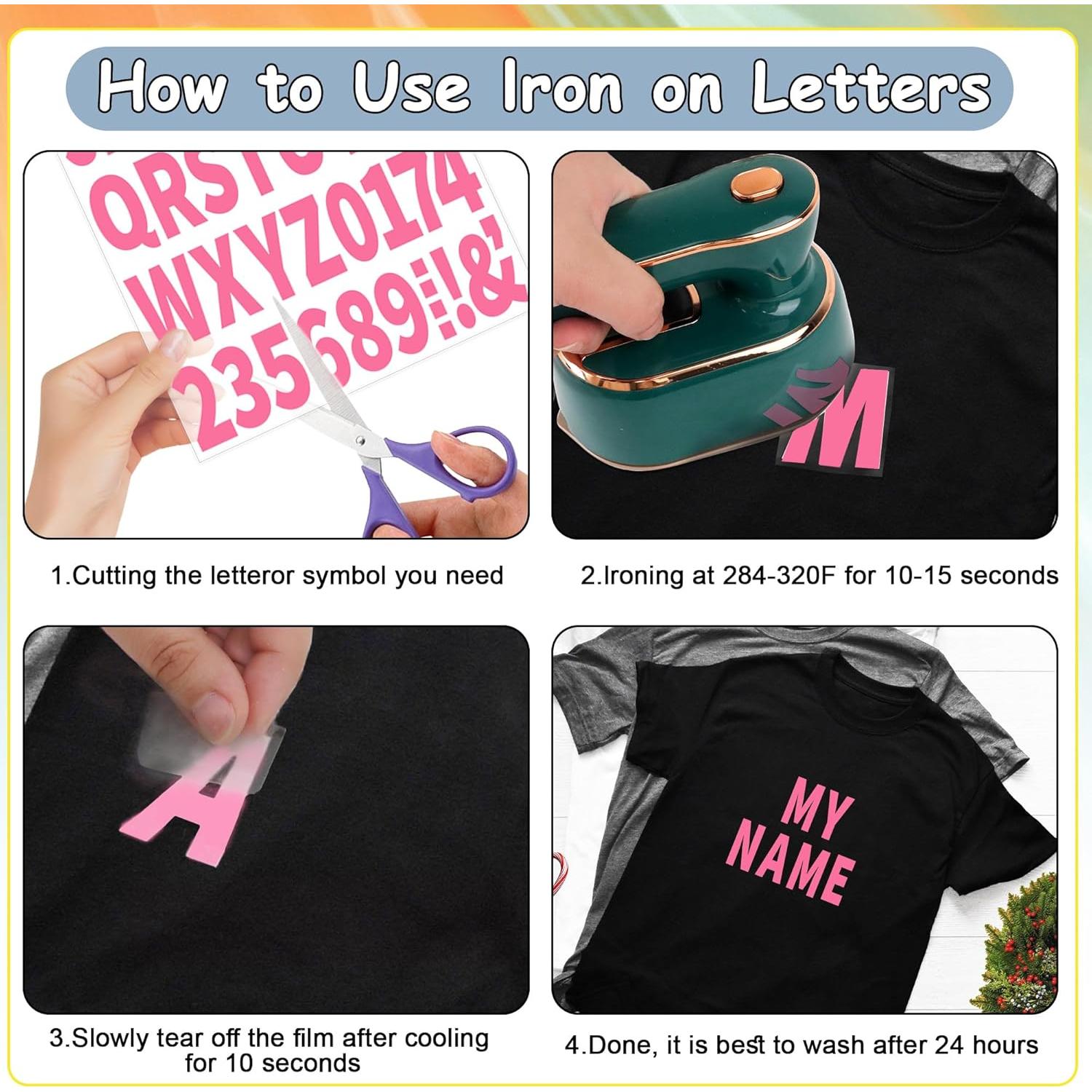 Set de Letras y Números de Planchar Metsyth 612 Piezas Rosa