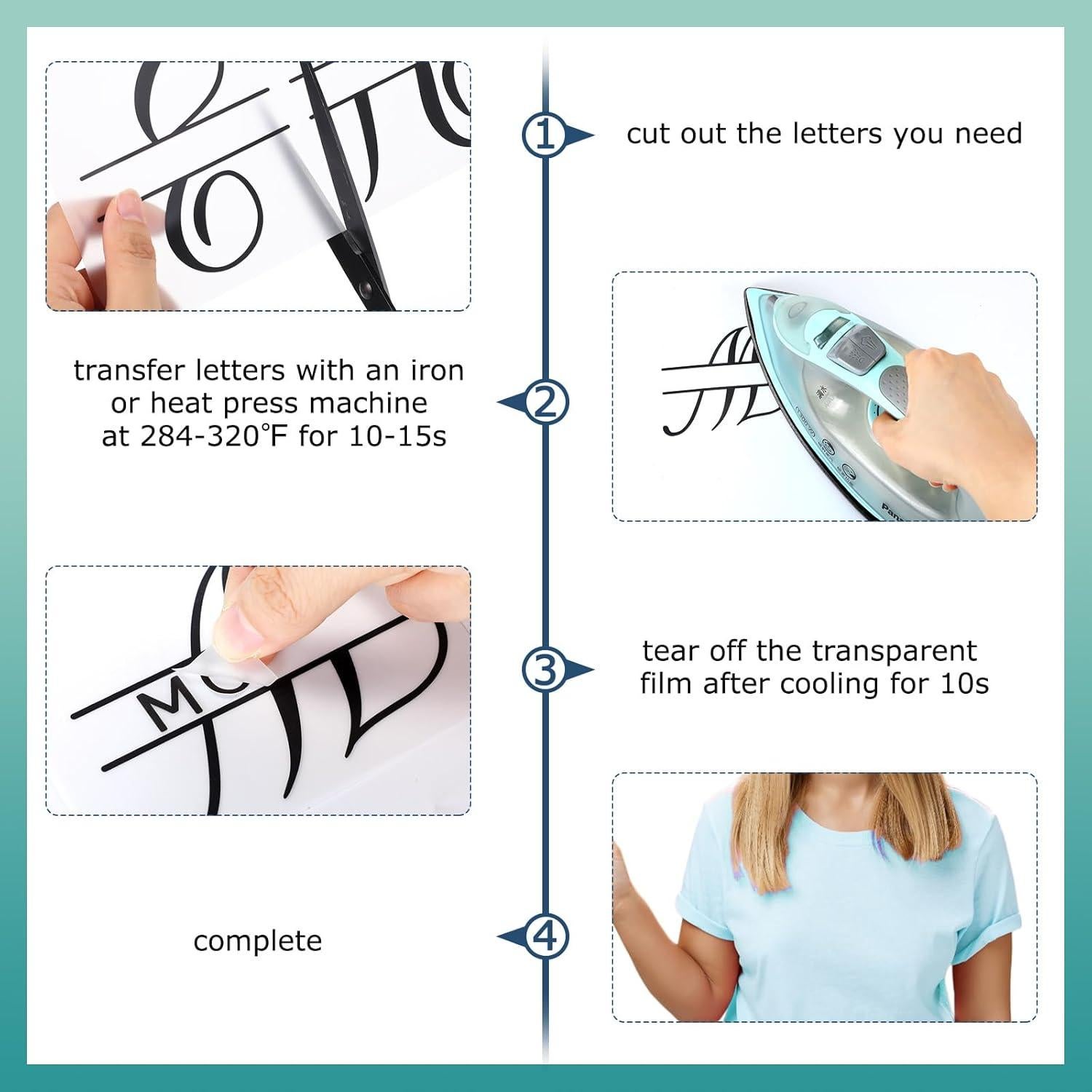 Pegatinas de Letras Planas Glenmal para Transferencia de Calor