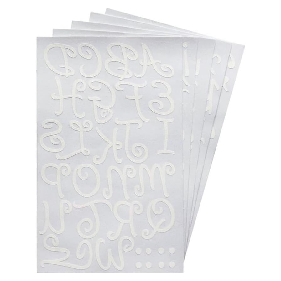 Letras de Transferencia Magfok 1.5" Flock para Tela - 5 Hojas Blancas