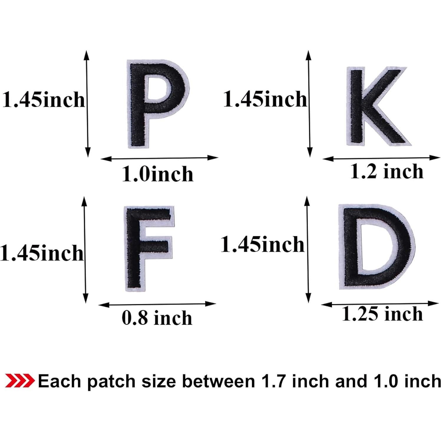Parches Bordados Letras y Números GUYI 72 Piezas Negro