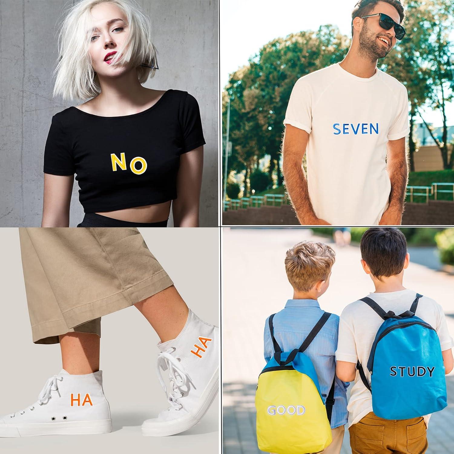 Parches Bordados Letras y Números GUYI 72 Piezas Negro