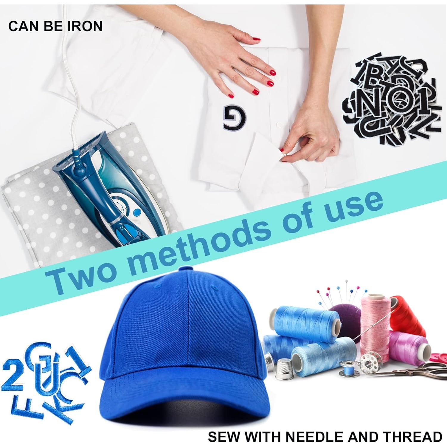 Parches Bordados Letras y Números GUYI 72 Piezas Negro