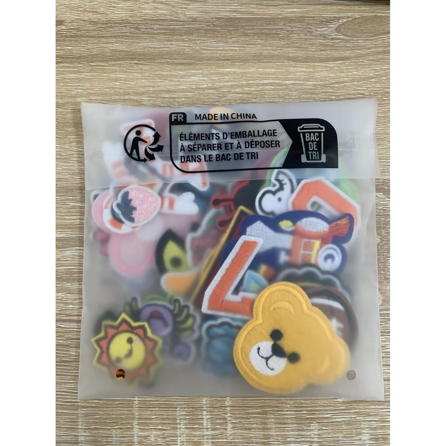 Parches Bordados Letras y Números GUYI 72 Piezas Negro