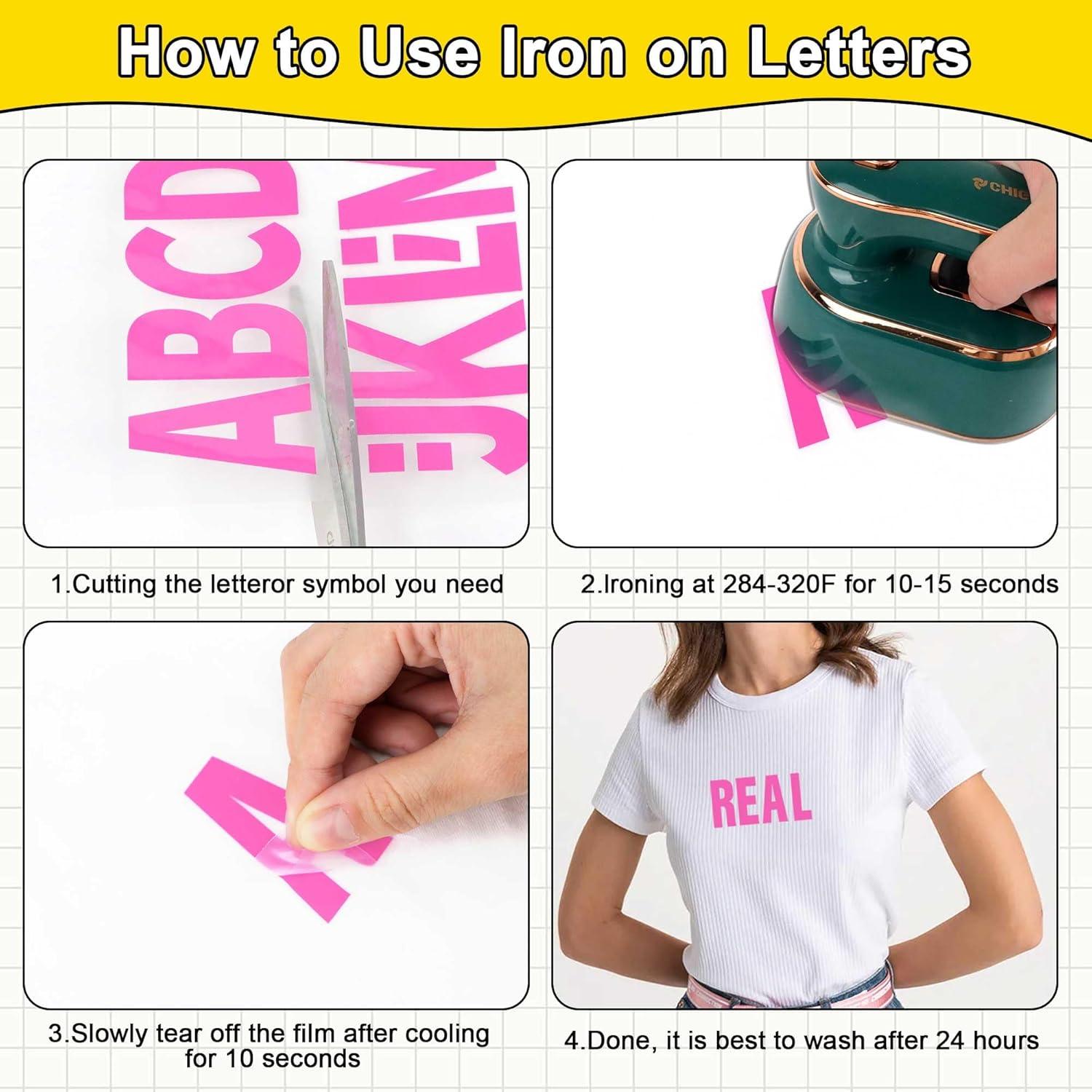 Juego de Letras y Números Termoadhesivos Metsyth 306 Pcs Rosa