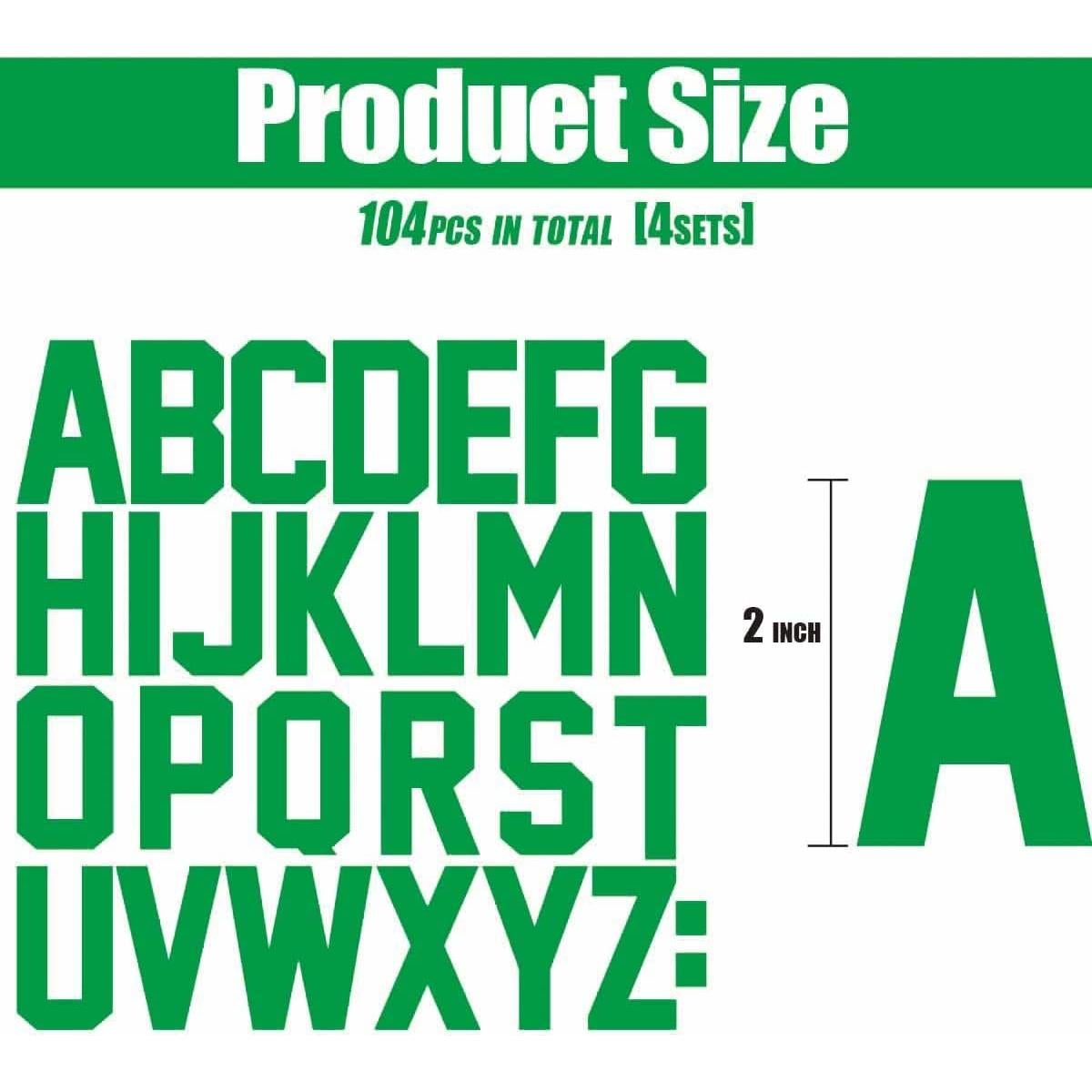 Letras de Vinilo para Planchar QIUKUI 2" Verde - 4 Juegos