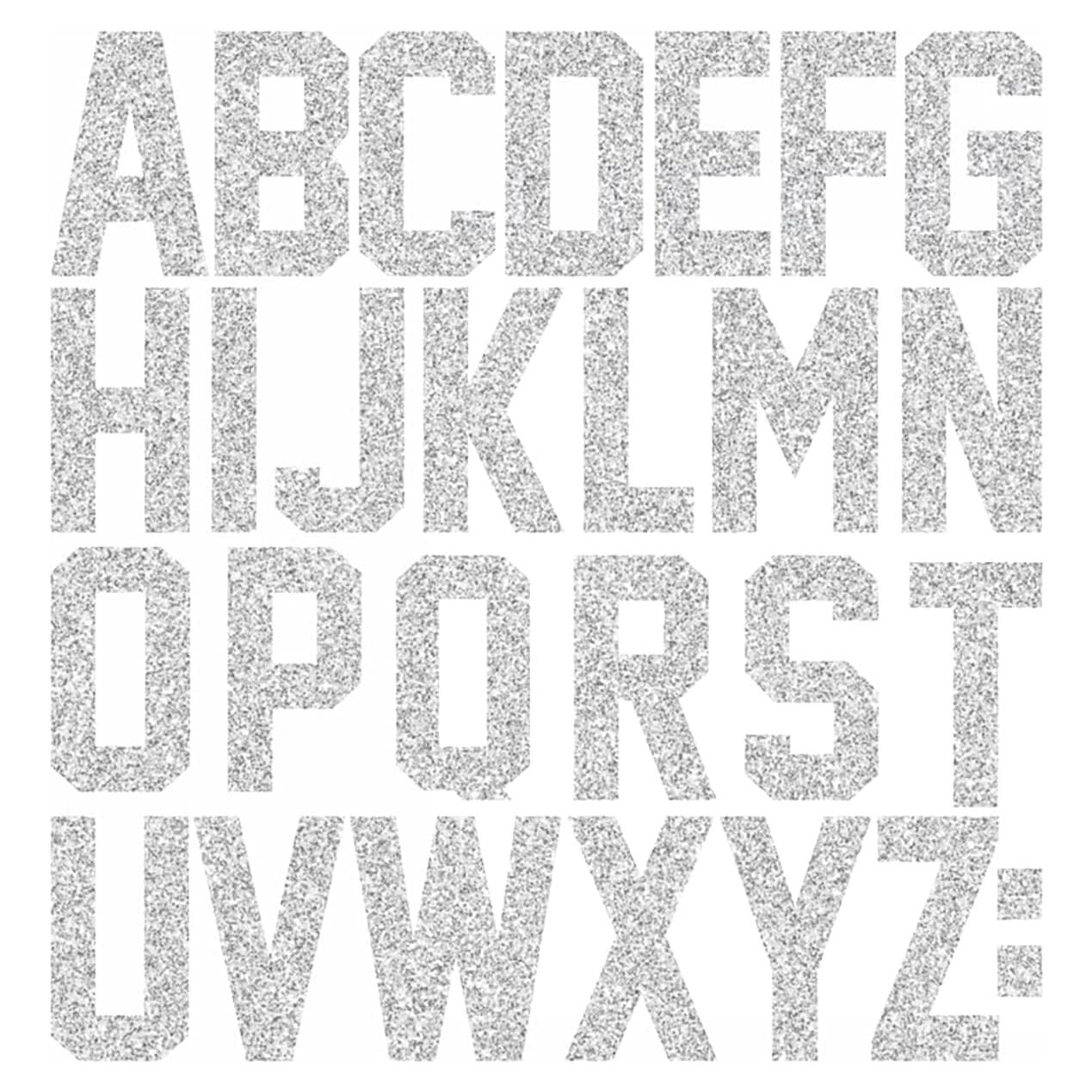 Set de 4 Letras de Vinilo QIUKUI para Transferencia Calor Plata