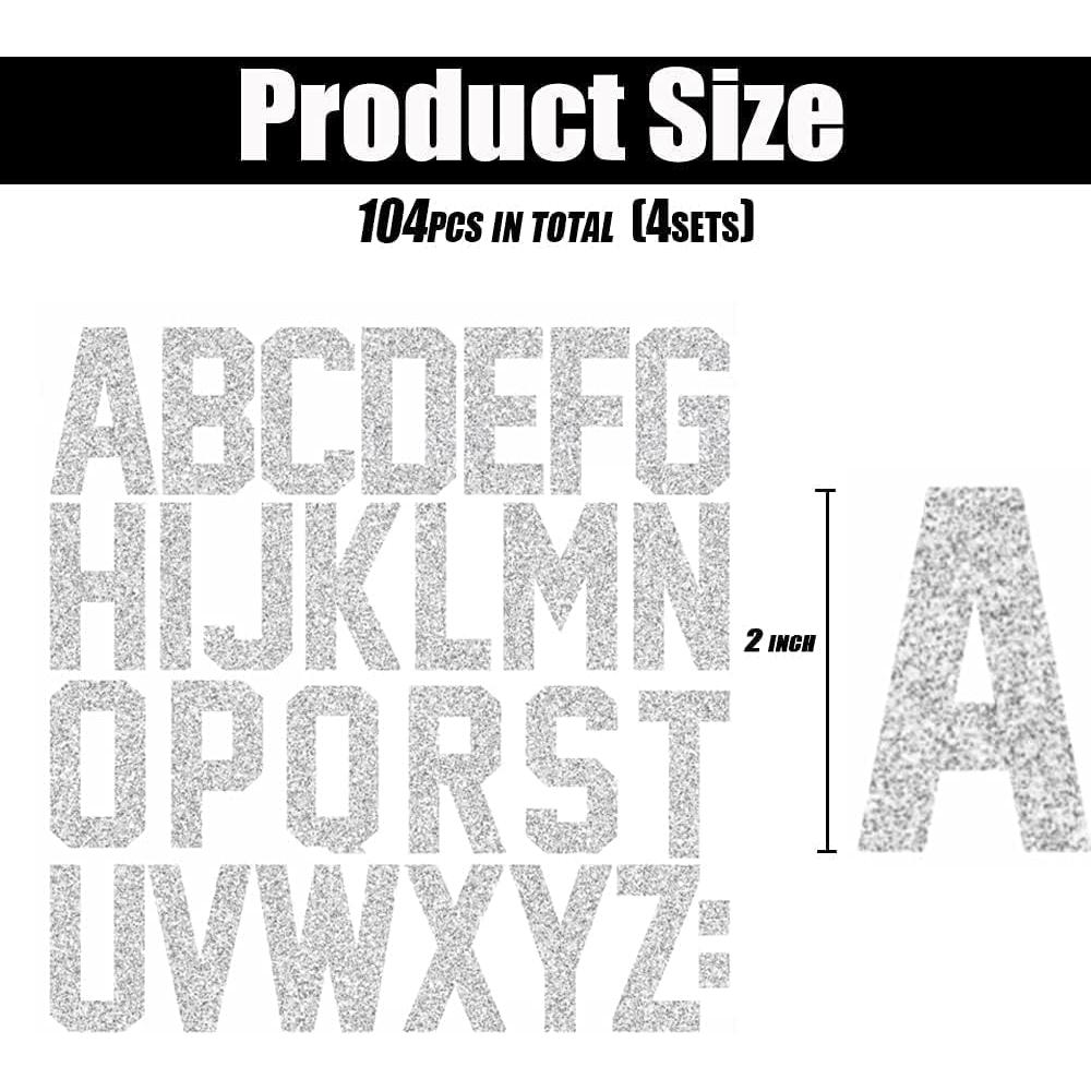 Set de 4 Letras de Vinilo QIUKUI para Transferencia Calor Plata