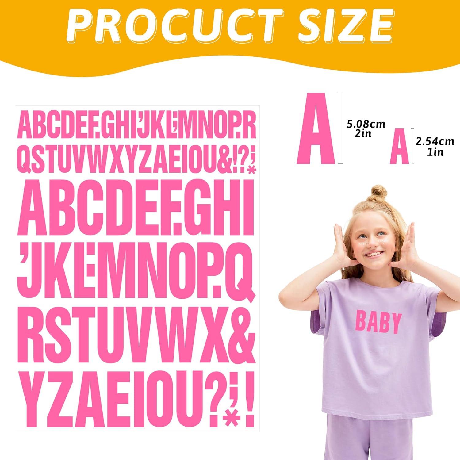 Letras Termoadhesivas Timenued 972 Piezas Rosa 1 y 2 Pulgadas