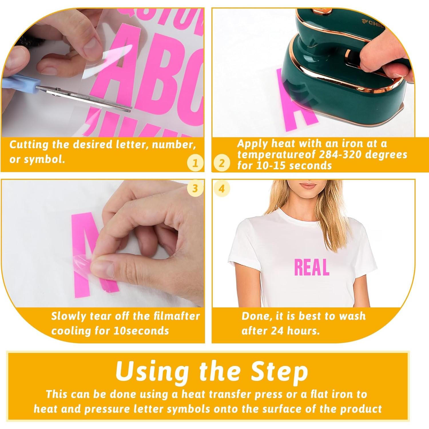 Letras Termoadhesivas Timenued 972 Piezas Rosa 1 y 2 Pulgadas