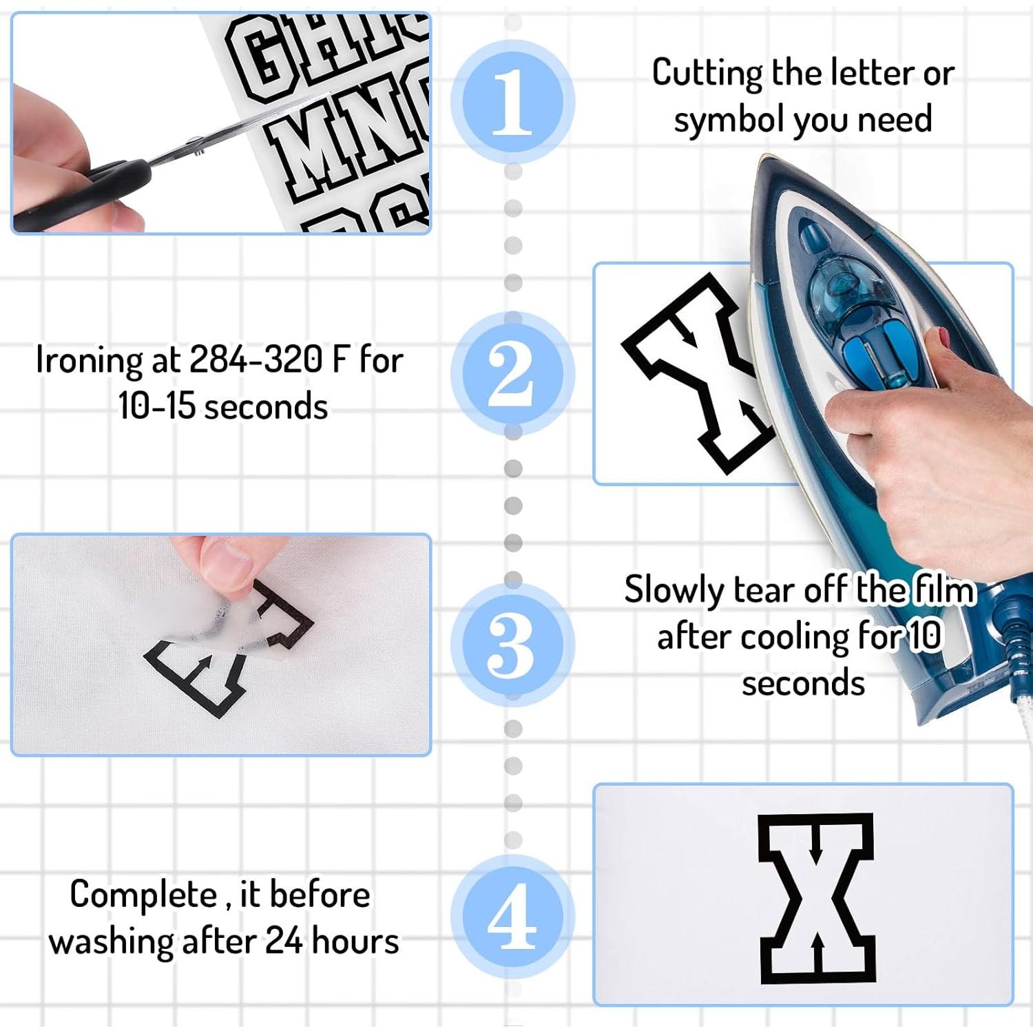 Letras Termoadhesivas Whaline 10 Hojas Vinilo 28x23 cm