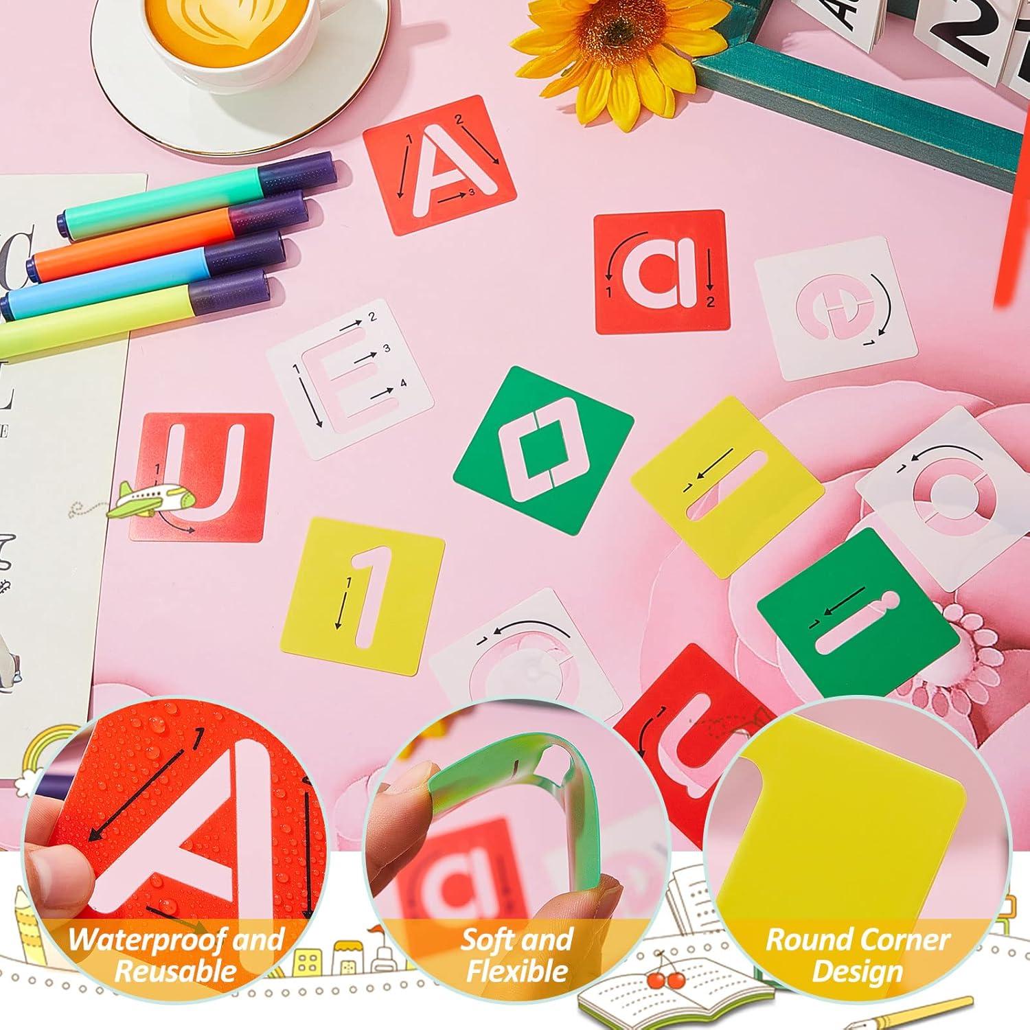 72 Piezas Plantillas Letras y Números Preescolar Henoyso