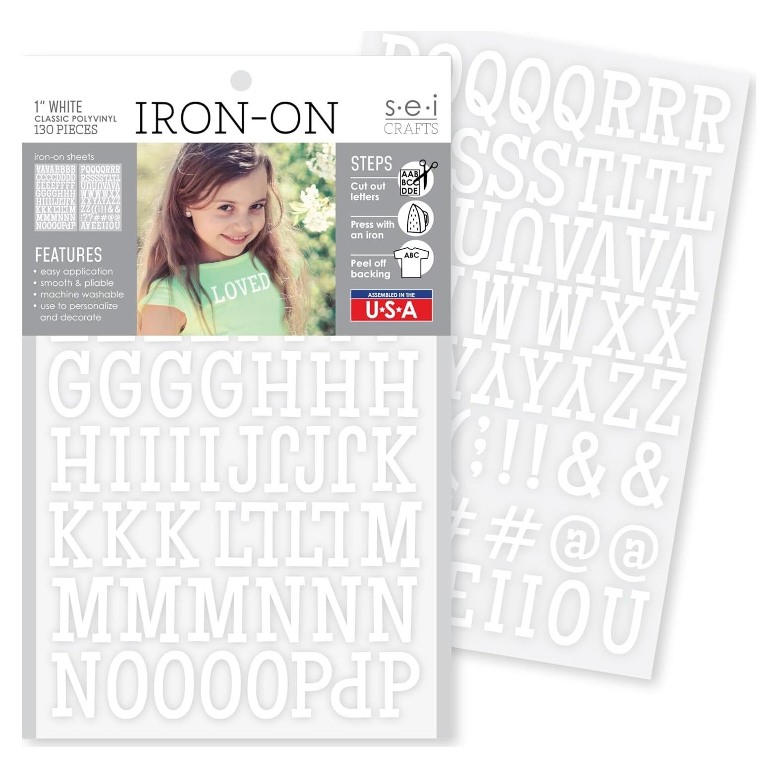 Letras de T-Shirt para Planchar SEI 2.54 cm Blancas