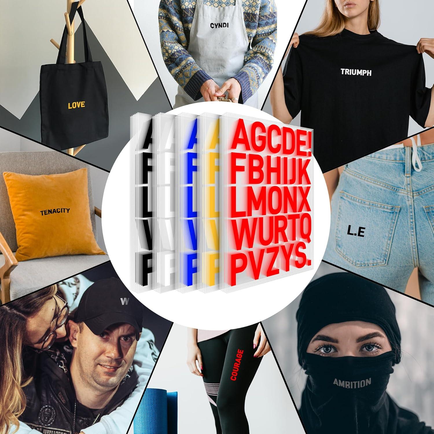 30 Hojas Letras Termoadhesivas Pequeñas Flowing Fun - Vinilo para Tela