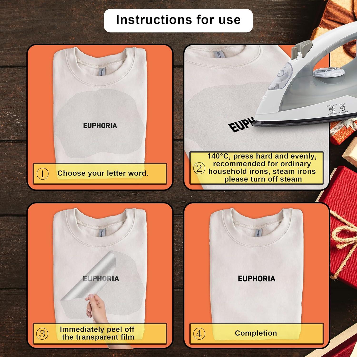 30 Hojas Letras Termoadhesivas Pequeñas Flowing Fun - Vinilo para Tela