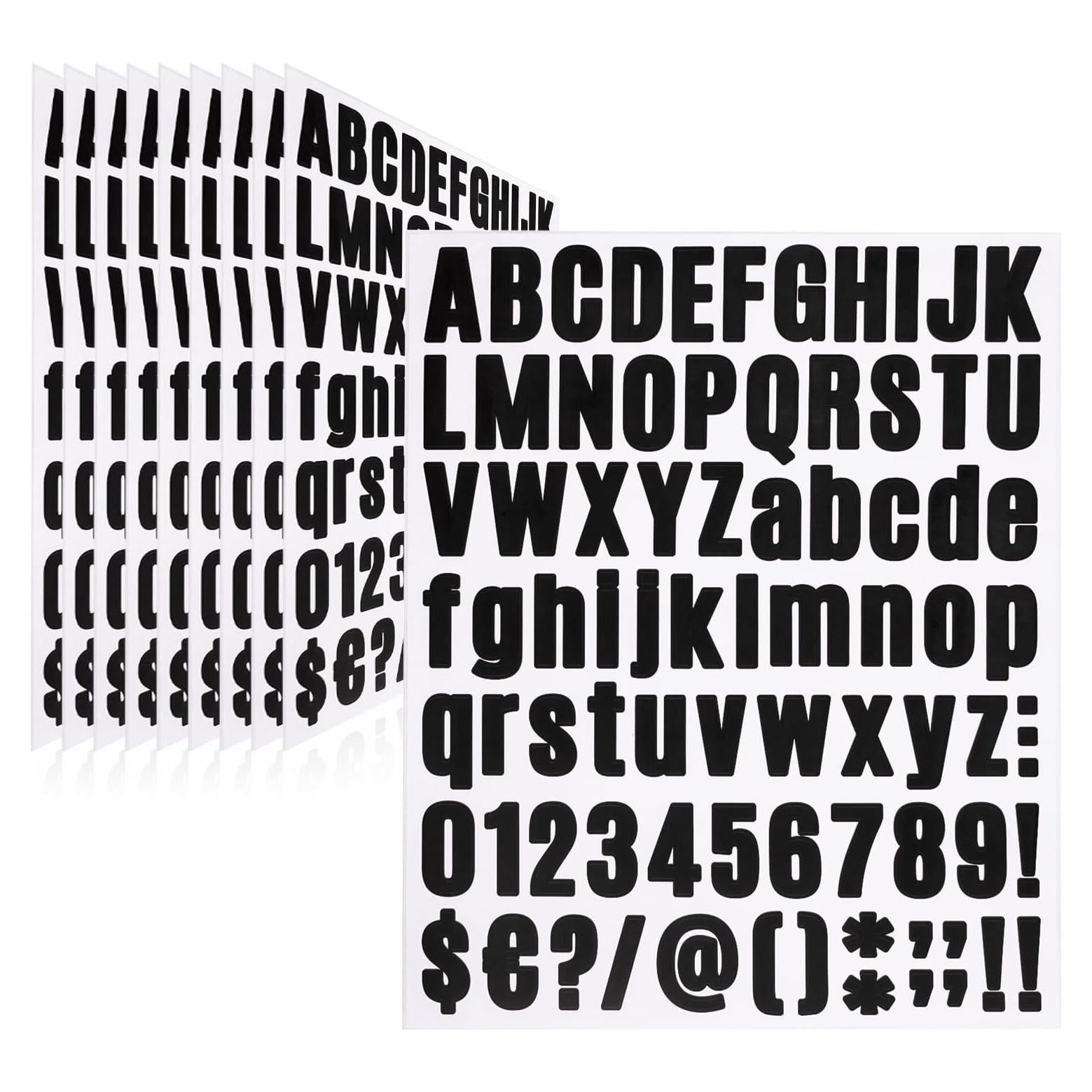 810 Stickers Letras y Números Vinilo Llewyn 2.54cm Negro