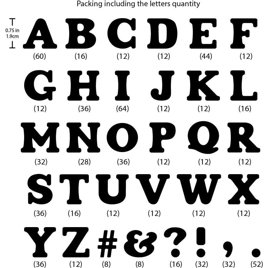 Letras de Flock de Algodón Magfok 1.9 cm - 8 Hojas Blancas