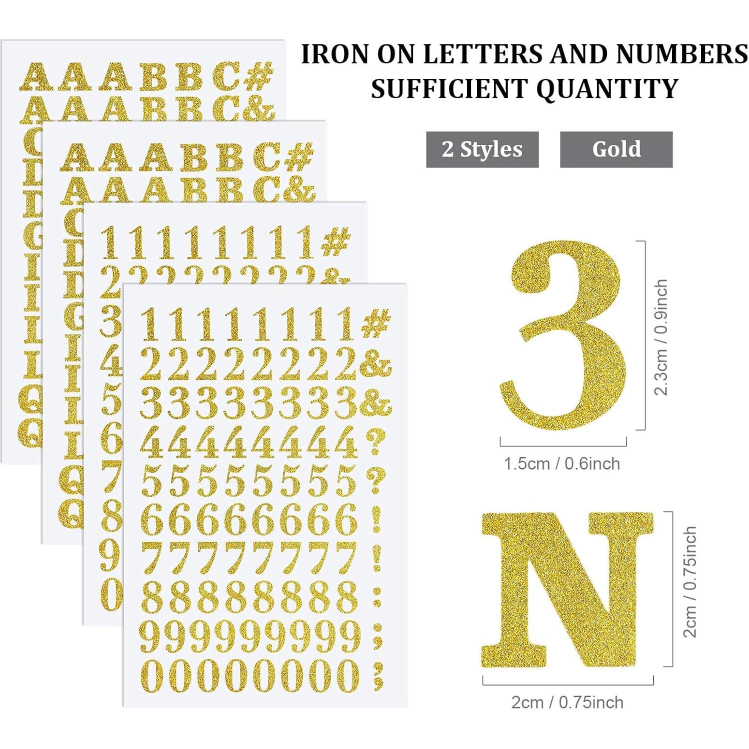 Zonon Letras y Números de Transferencia de Calor 1408 Pcs Dorado
