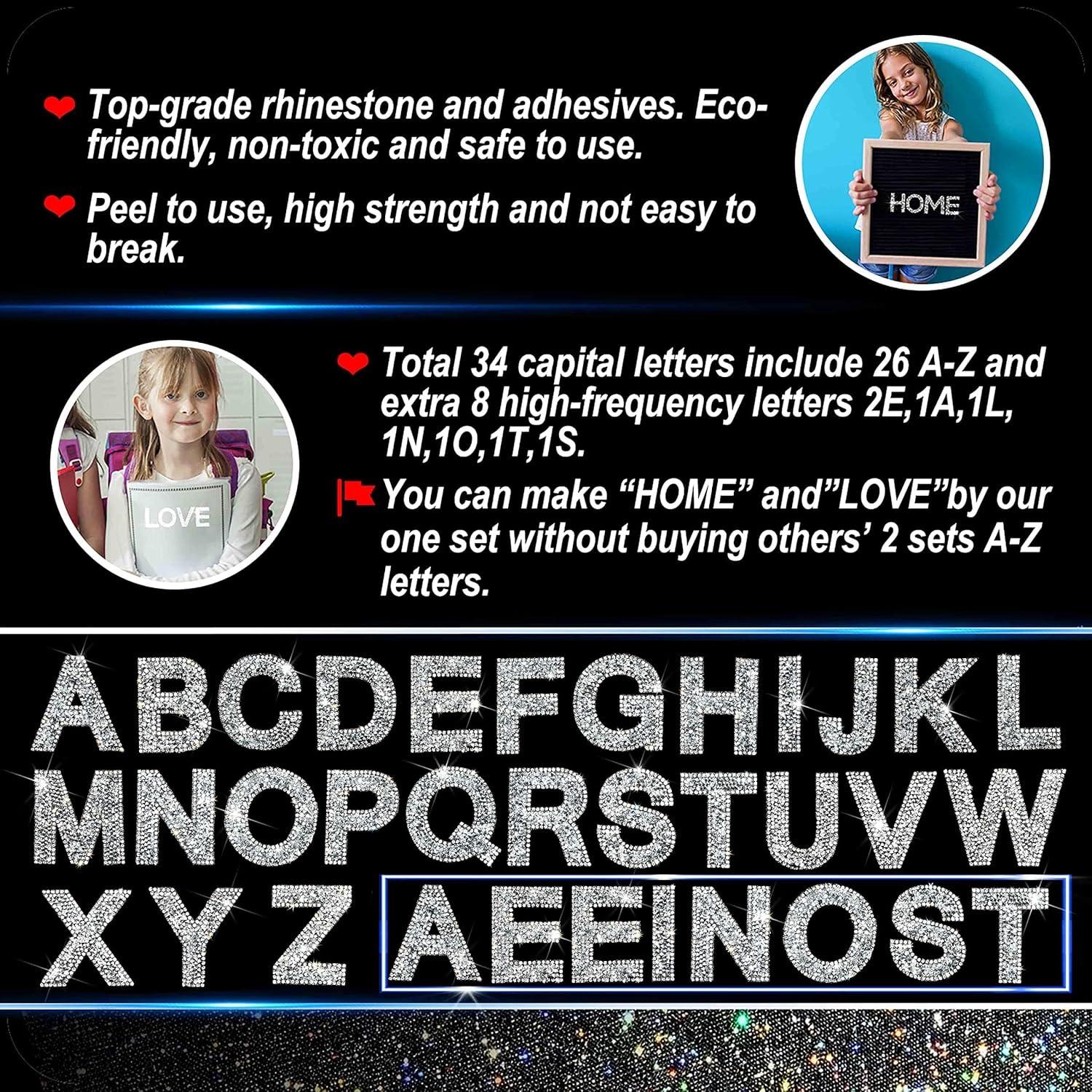 Calcomanías de Letras Brillantes Locacrystal 34 Pcs 5.7 cm