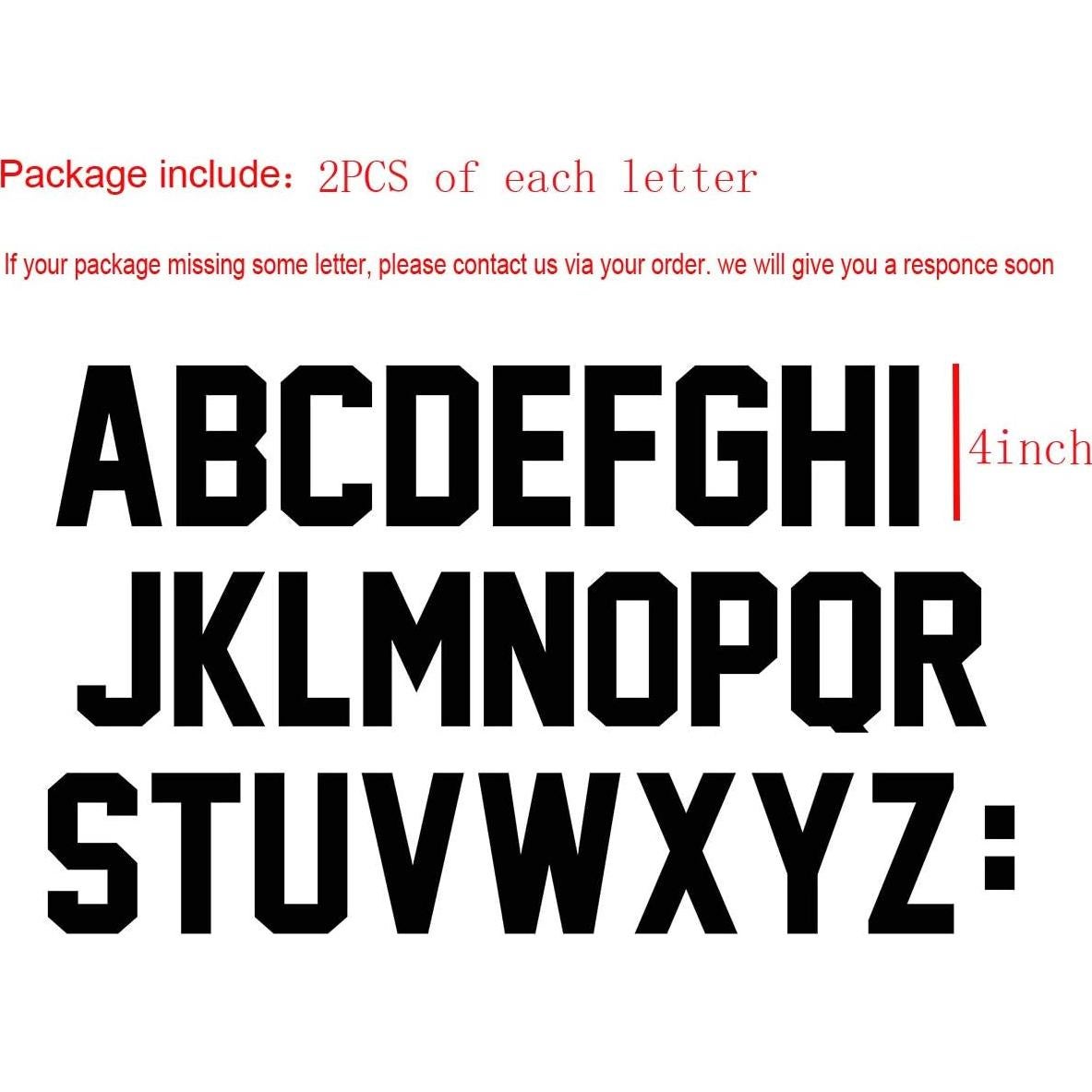 Letras de Hierro Transferibles Fanbay 52 Piezas 10.16 cm Negro