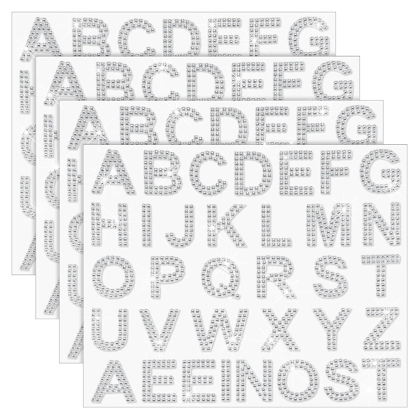 Zonon 136 Piezas Letras de Strass Autoadhesivas Plata