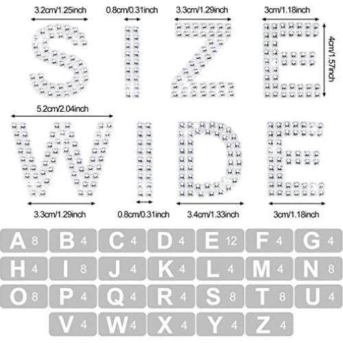 Zonon 136 Piezas Letras de Strass Autoadhesivas Plata