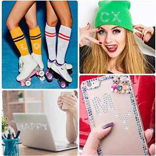 Zonon 136 Piezas Letras de Strass Autoadhesivas Plata